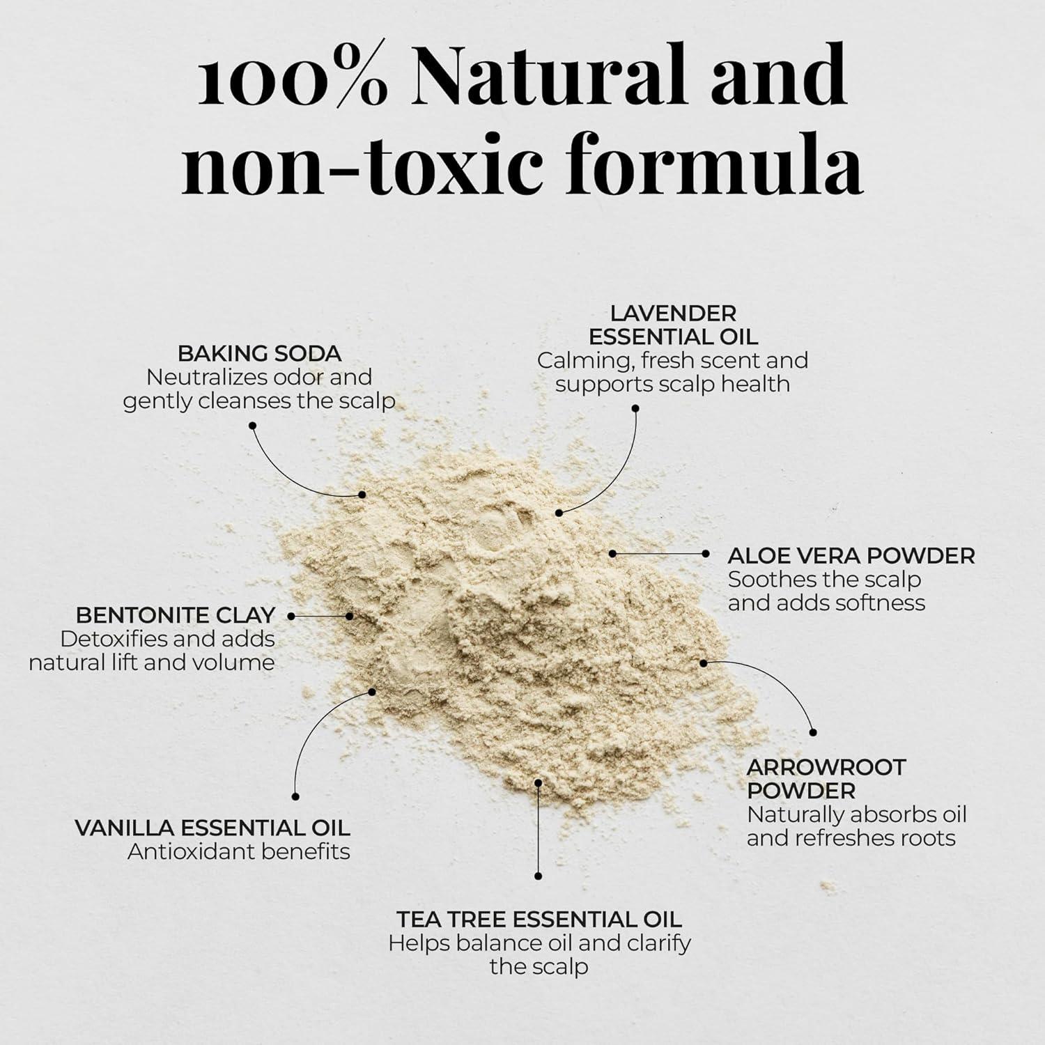 Polvo de Champú Seco Orgánico Amallow - Sin Talco y Aerosol - 90g