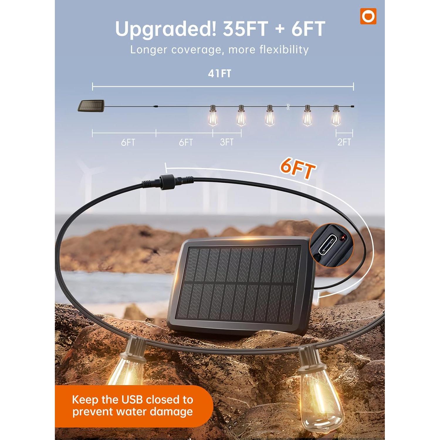 Luces de cadena solares Addlon 10+1 LED 10.67m IP54 control remoto