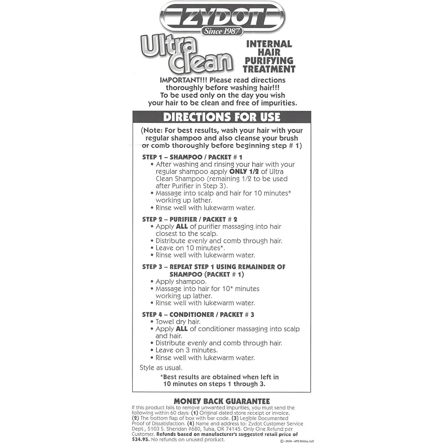 Champú Detox Zydot Ultra Clean 68g - Desintoxicación Capilar