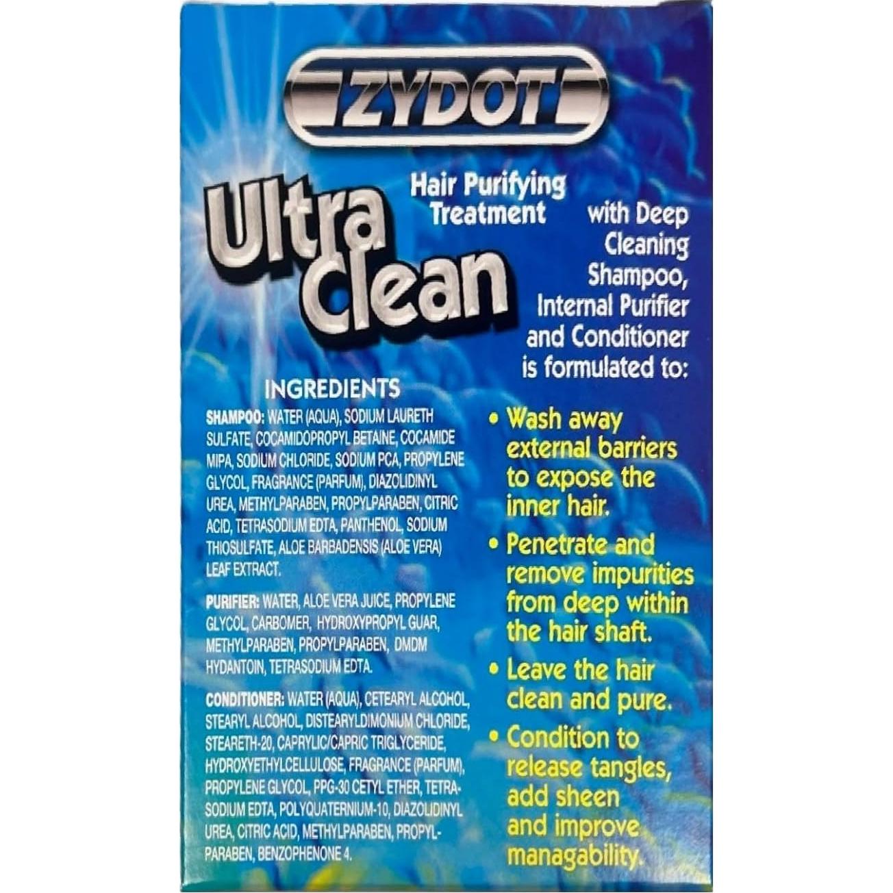 Kit Champú Detox Zydot Ultra Clean 3 Pasos - Limpieza Profunda