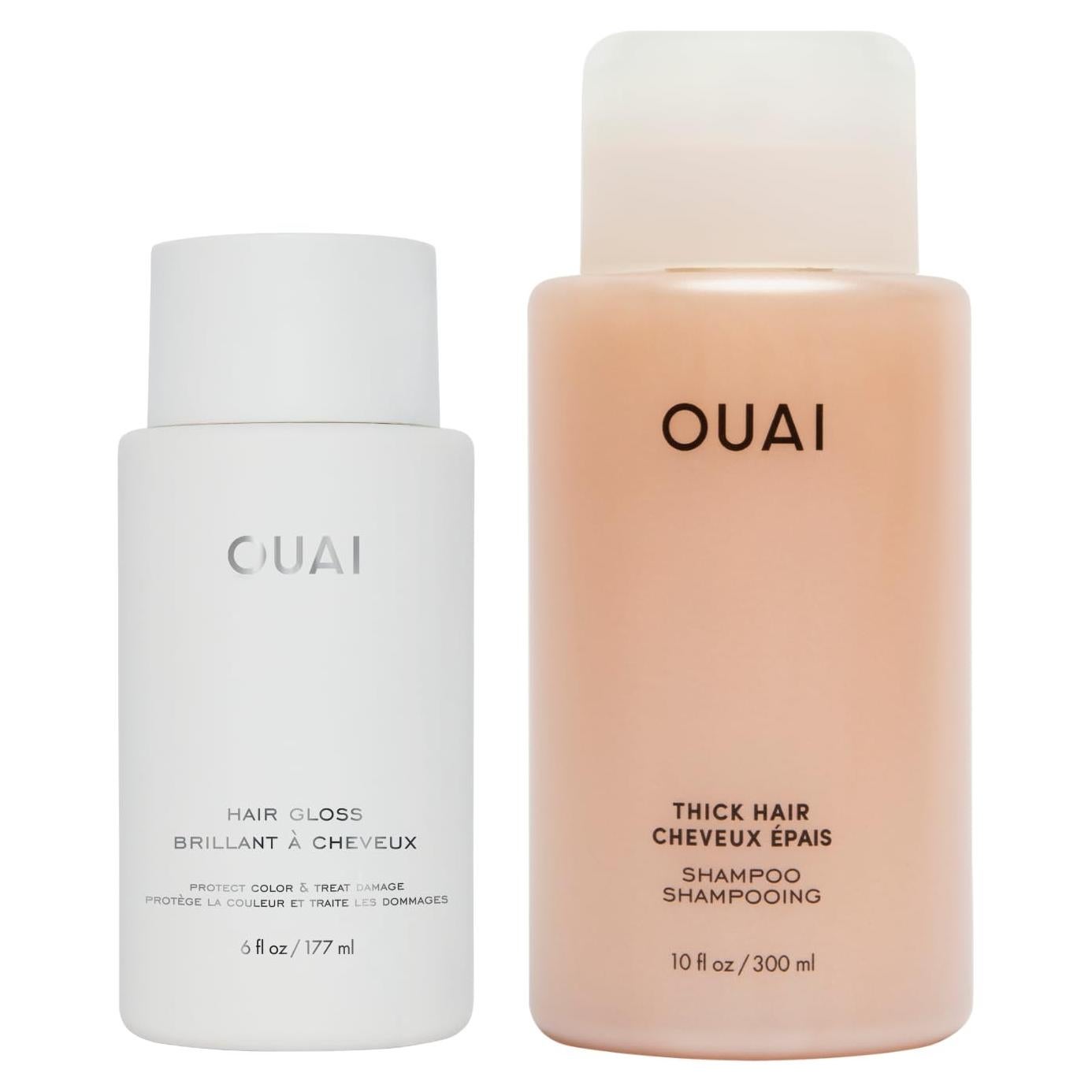 OUAI Paquete de Brillo para Cabello - Champú Grueso 295 ml