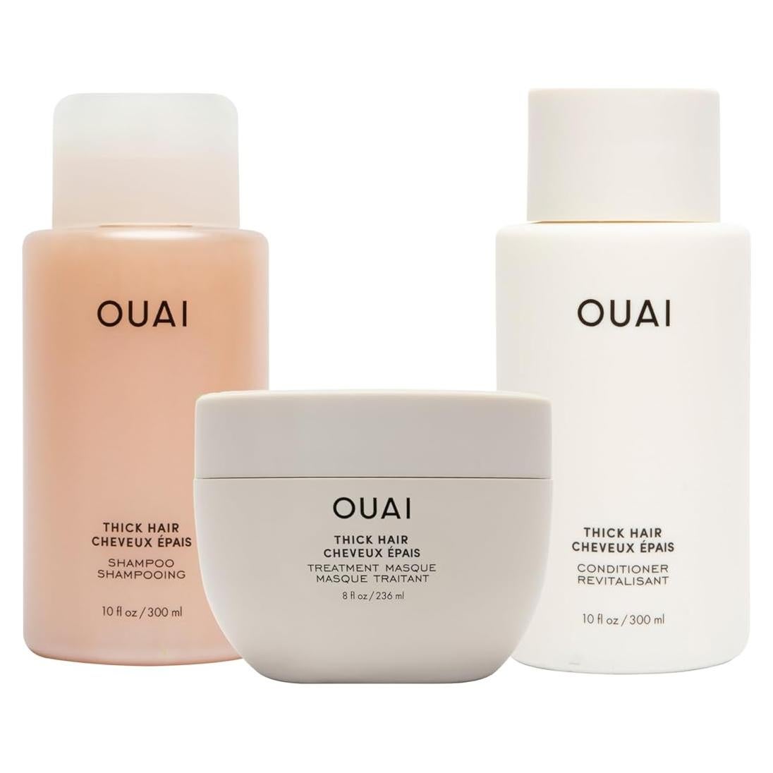 Kit OUAI para Cabello Grueso - Champú, Acondicionador y Mascarilla
