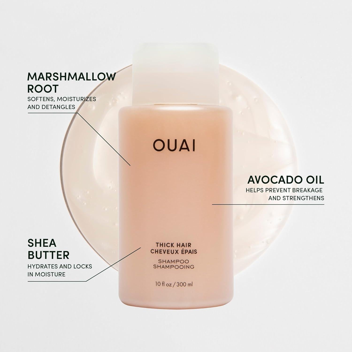 Kit OUAI para Cabello Grueso - Champú, Acondicionador y Mascarilla