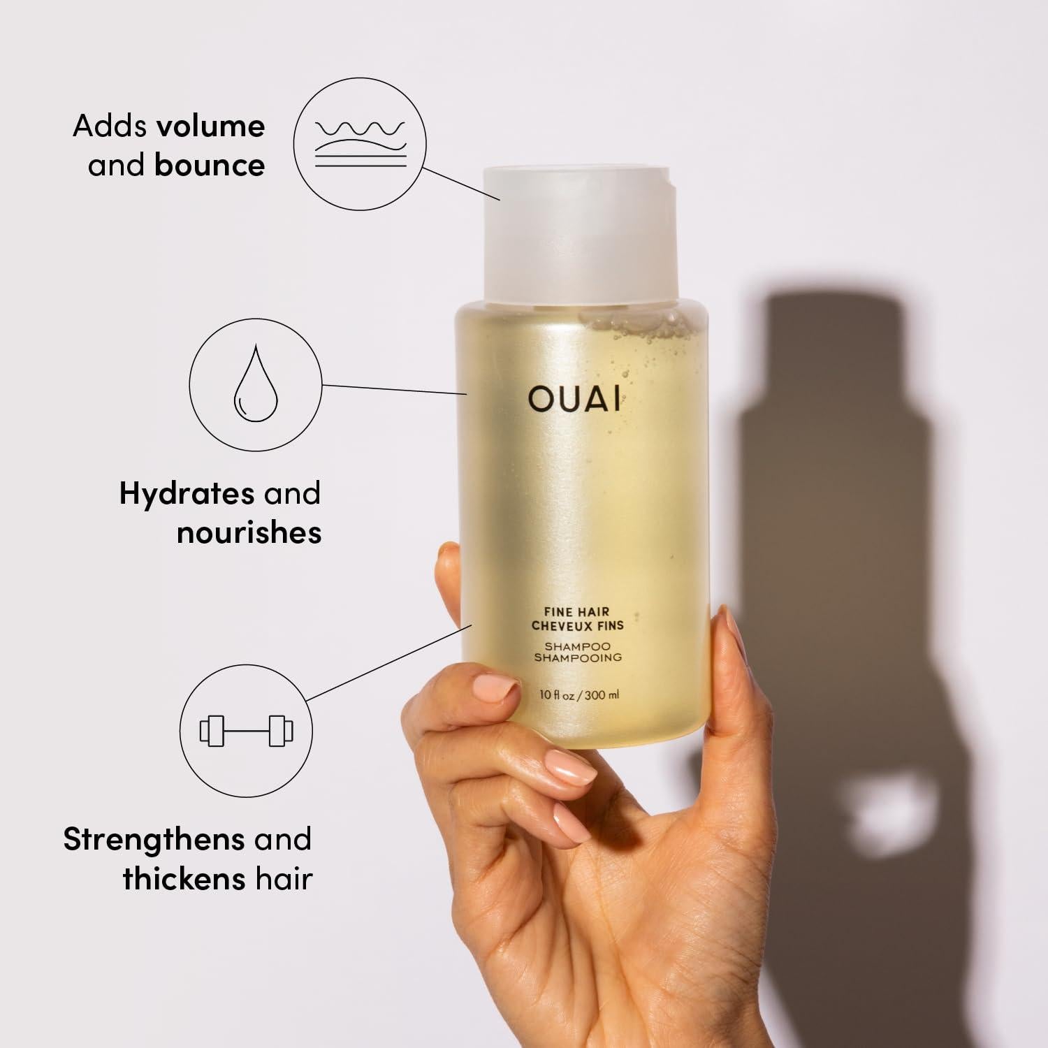 OUAI Brillo y Champú Fino 170g - Control de Frizz y Volumen