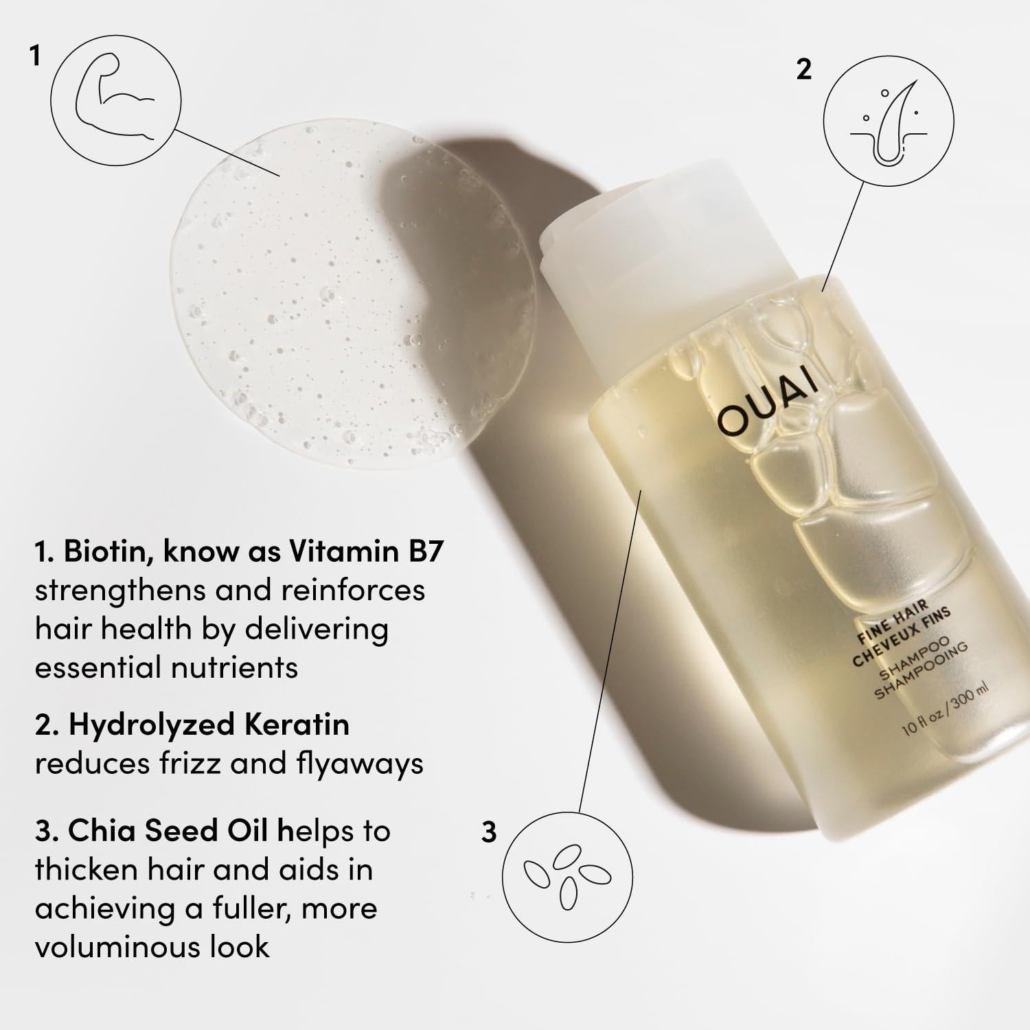 OUAI Brillo y Champú Fino 170g - Control de Frizz y Volumen