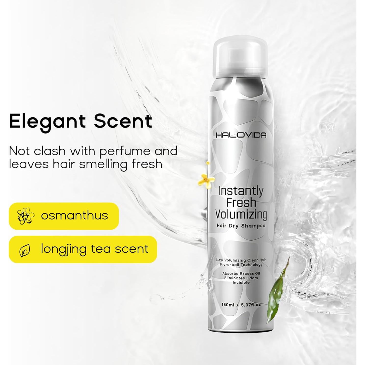 Champú Seco HALOVIDA 150 ml para Mujeres - Sin Residuos Blancos