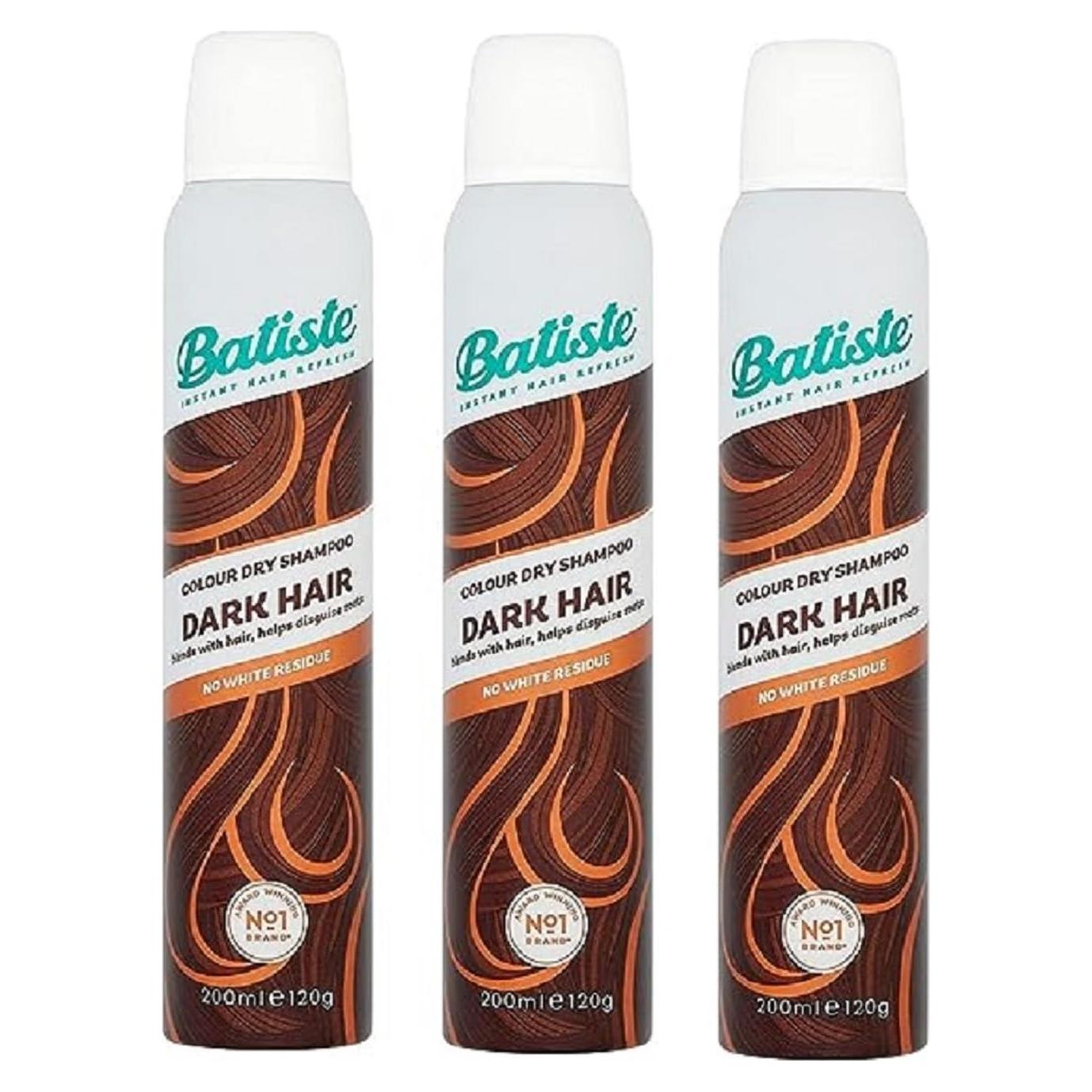 Champú Seco Batiste Marrón Oscuro 190 g - Paquete de 3