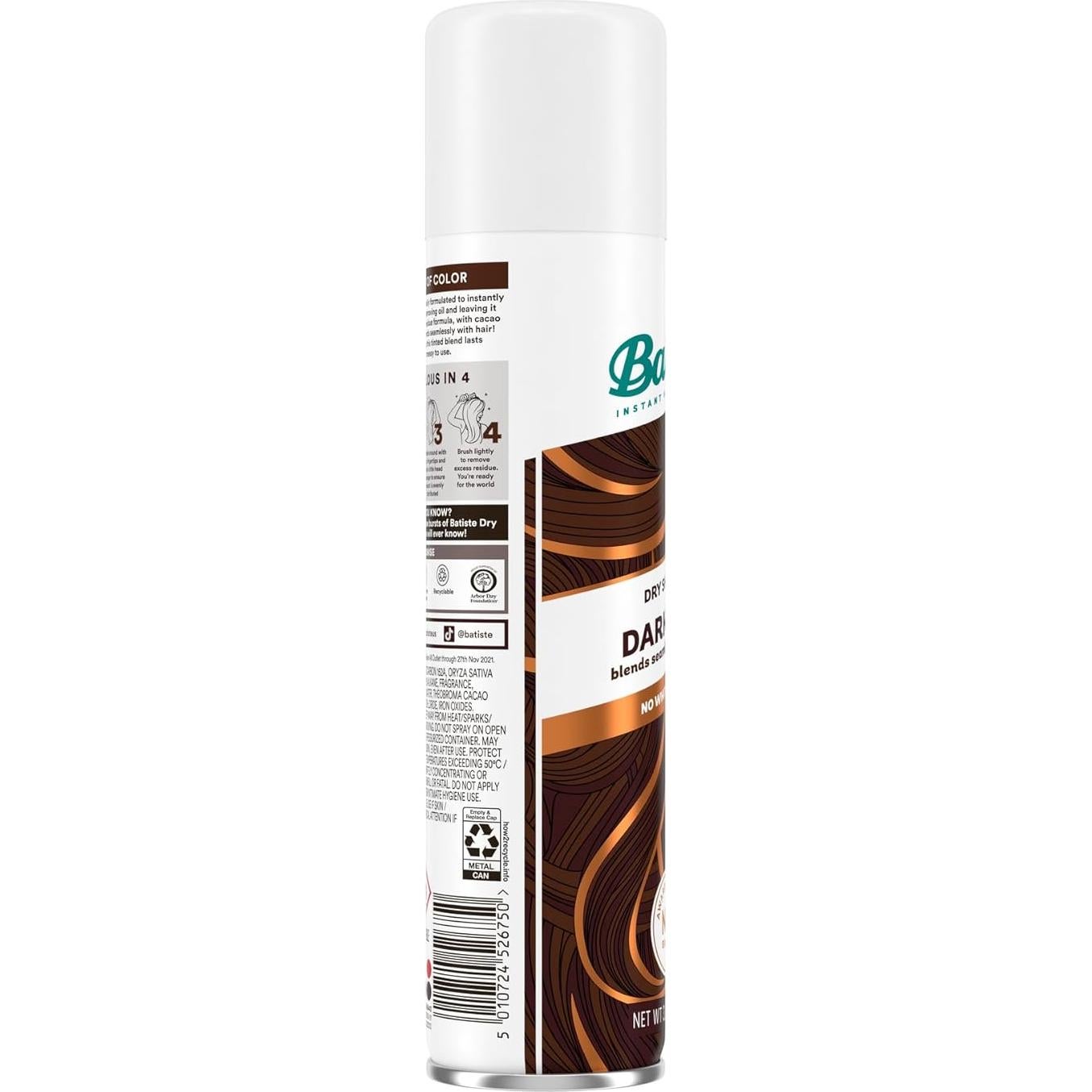 Batiste Champú Seco Oscuro 3 Paquetes de 108.86g