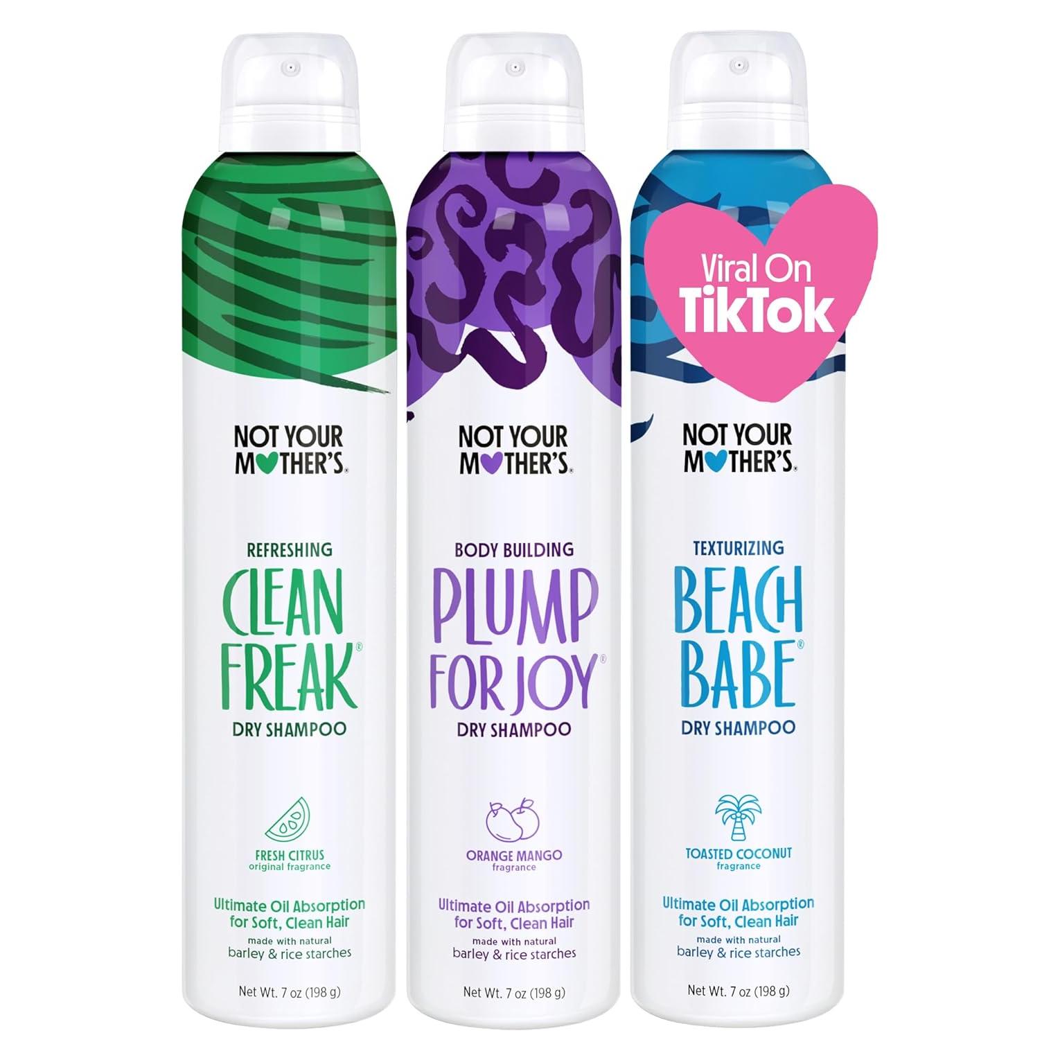 Champú Seco Spray No es tu Madre - 3 Pack 198g - Limpio Freak, Plump for Joy, Beach Babe