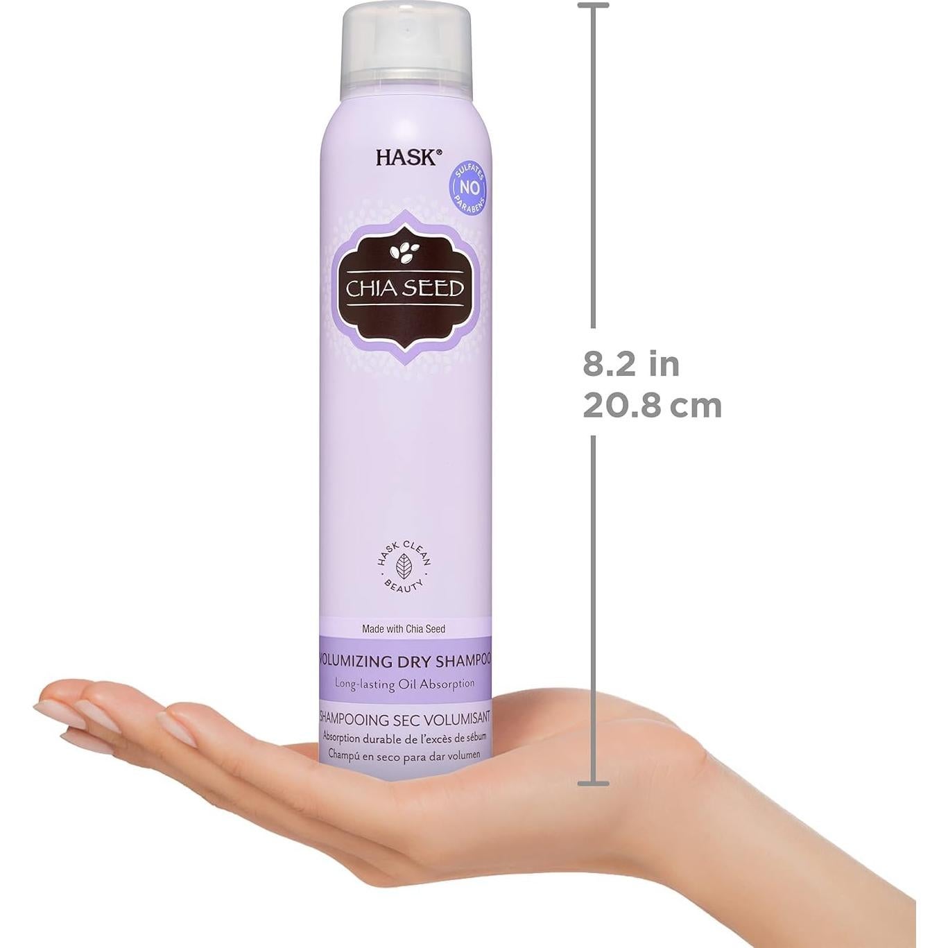 Duo Champú Seco Voluminizador Semilla de Chía HASK 2x121.9g y Acondicionador Argán 49.6g