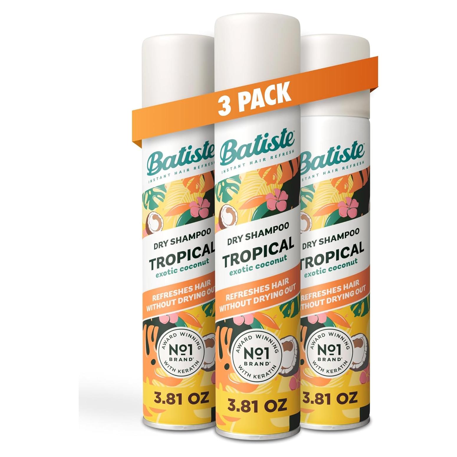 Batiste Champú Seco Tropical 3 Paquetes 108.86g - Sin Agua