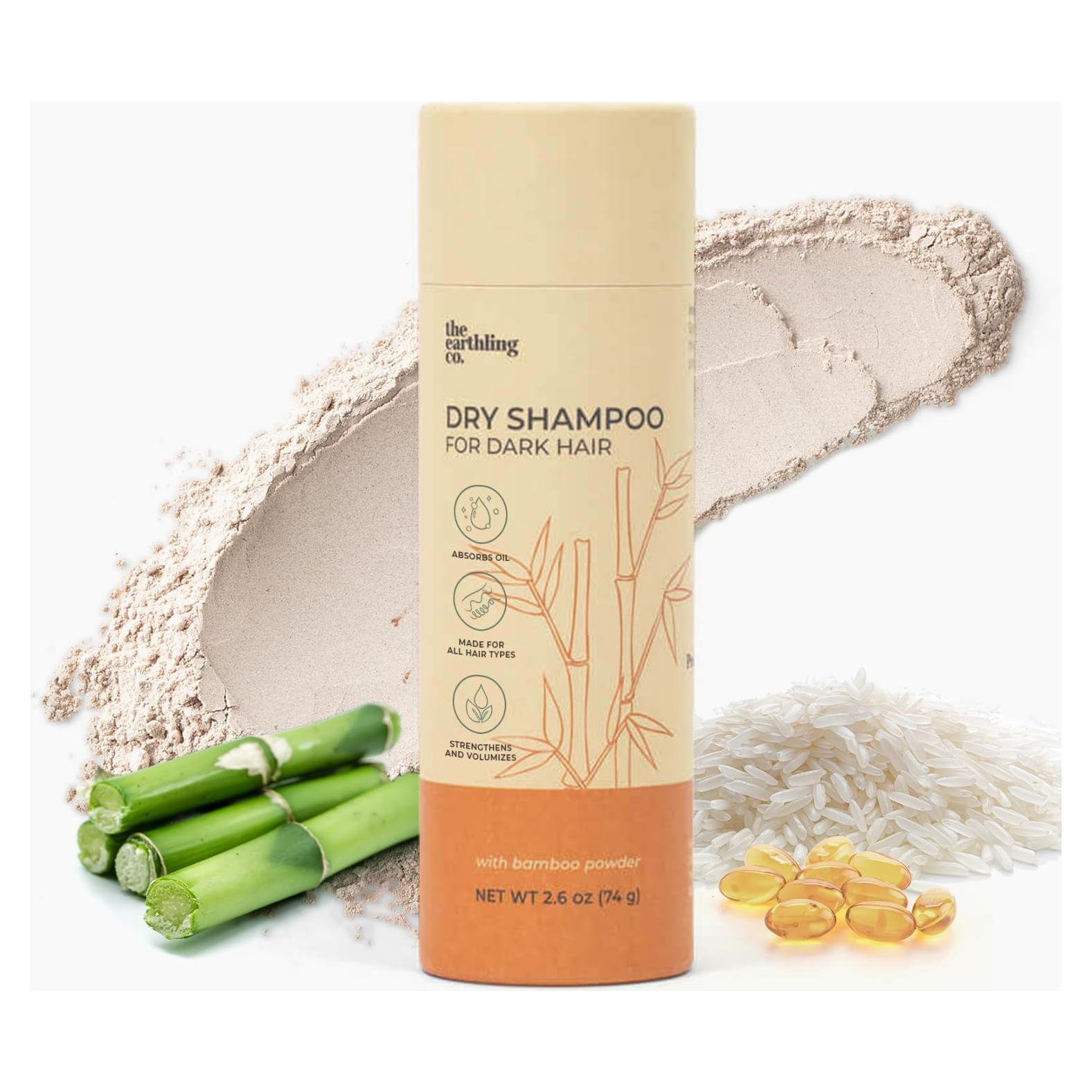 Champú Seco The Earthling Co. 74 g - Voluminizador Natural para Cabello Oscuro