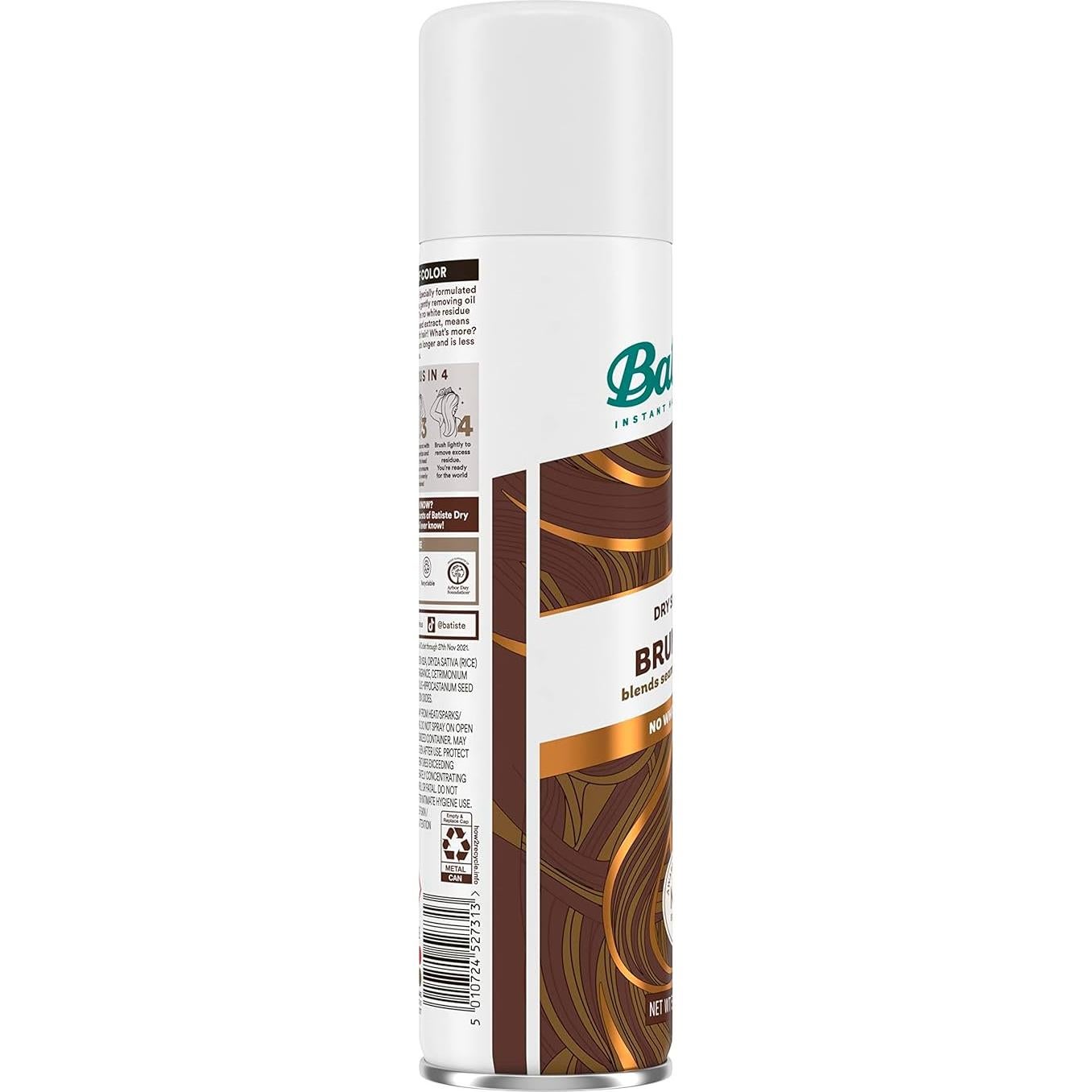 Champú Seco Batiste Castaño 162 g - Refresca y Absorbe Aceite