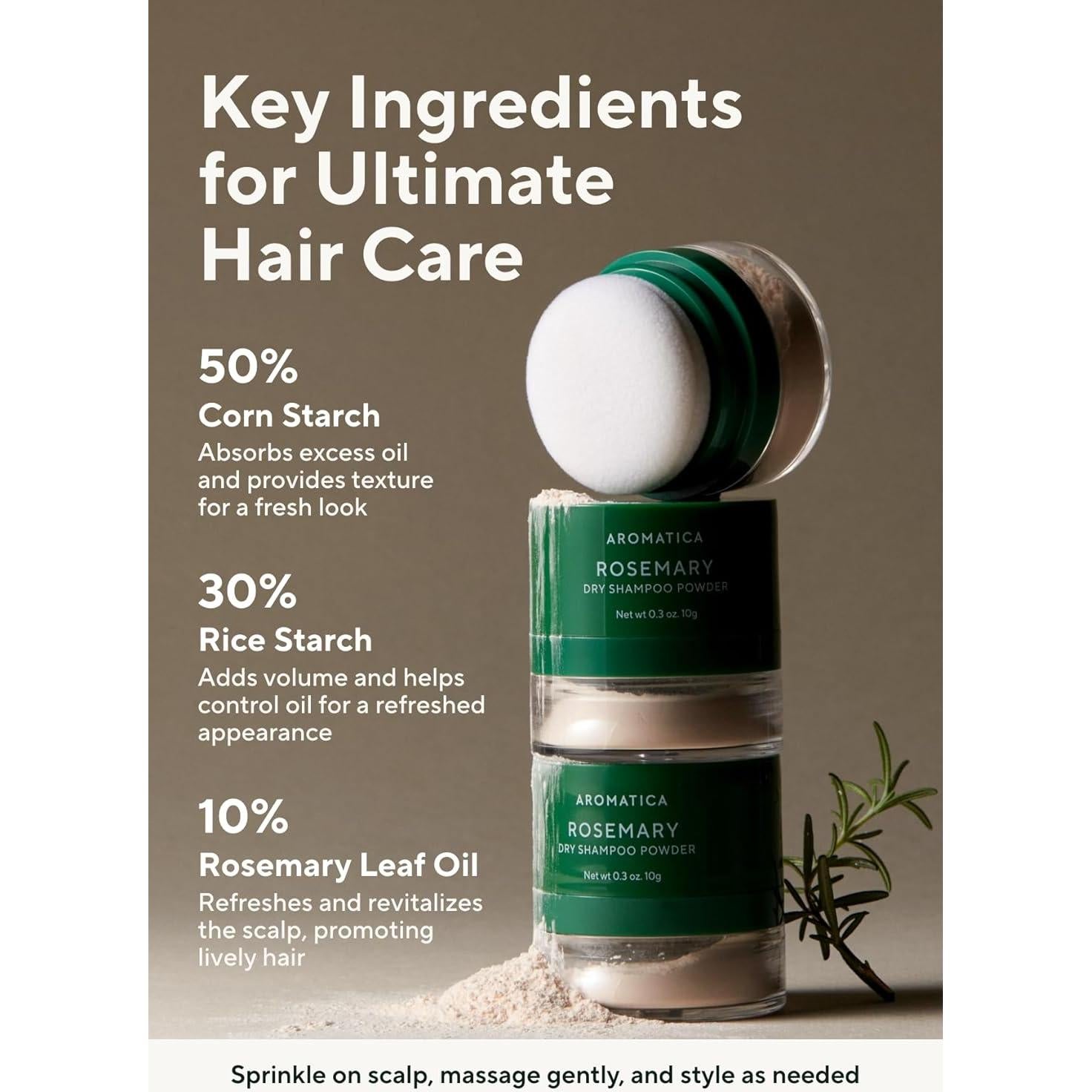 Champú Seco Aromatica de Romero 10g - Voluminizador Vegano