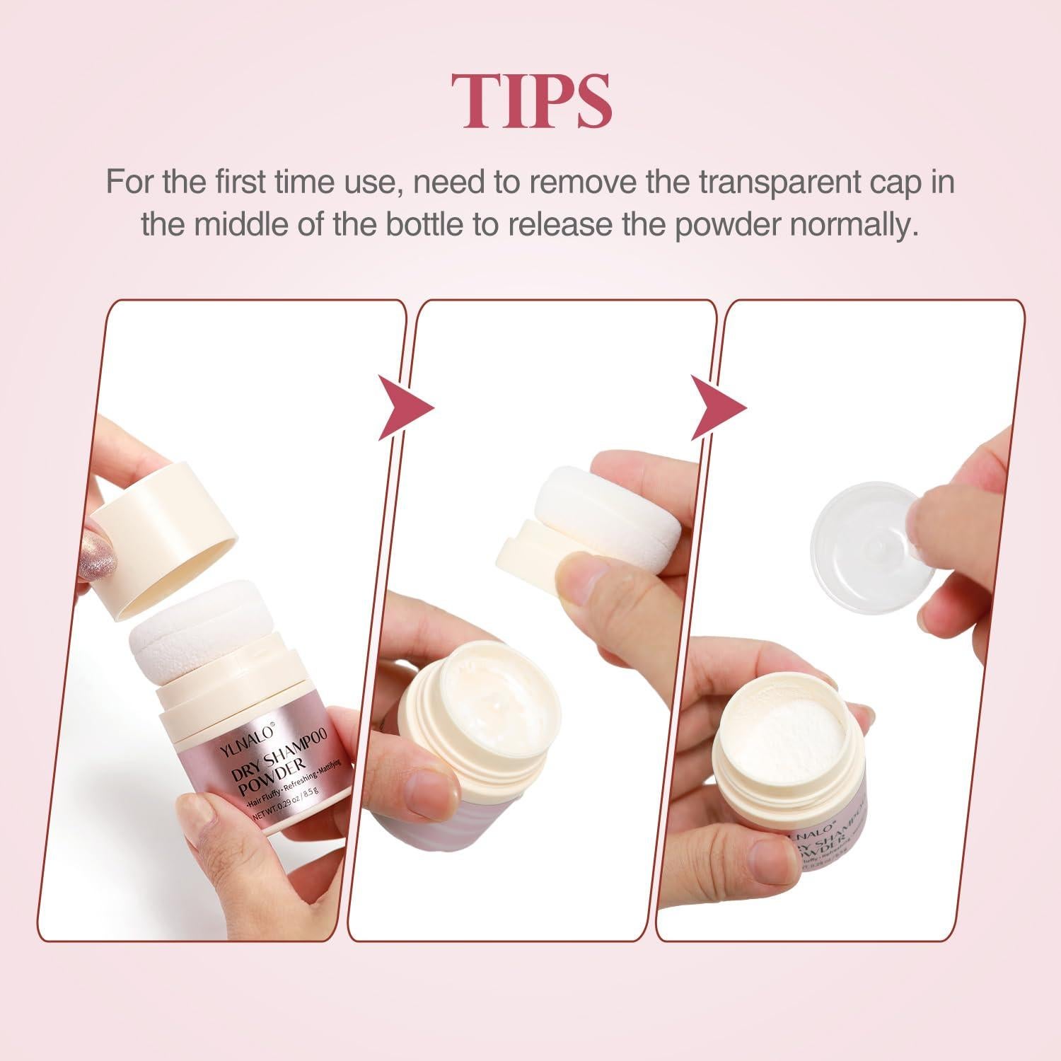 Polvo de Champú Seco YLNALO Vegano 8.2g - Sin Residuo Blanco