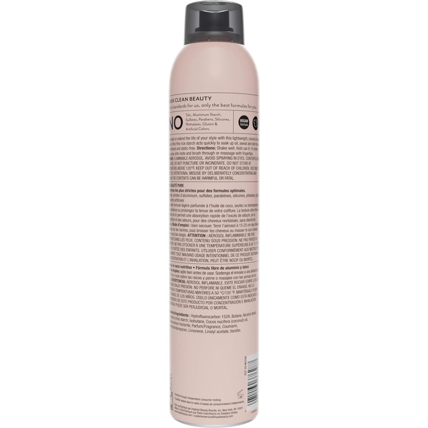 Champú Seco Nutritivo HASK Aceite de Coco 230 g - Sin Sulfatos