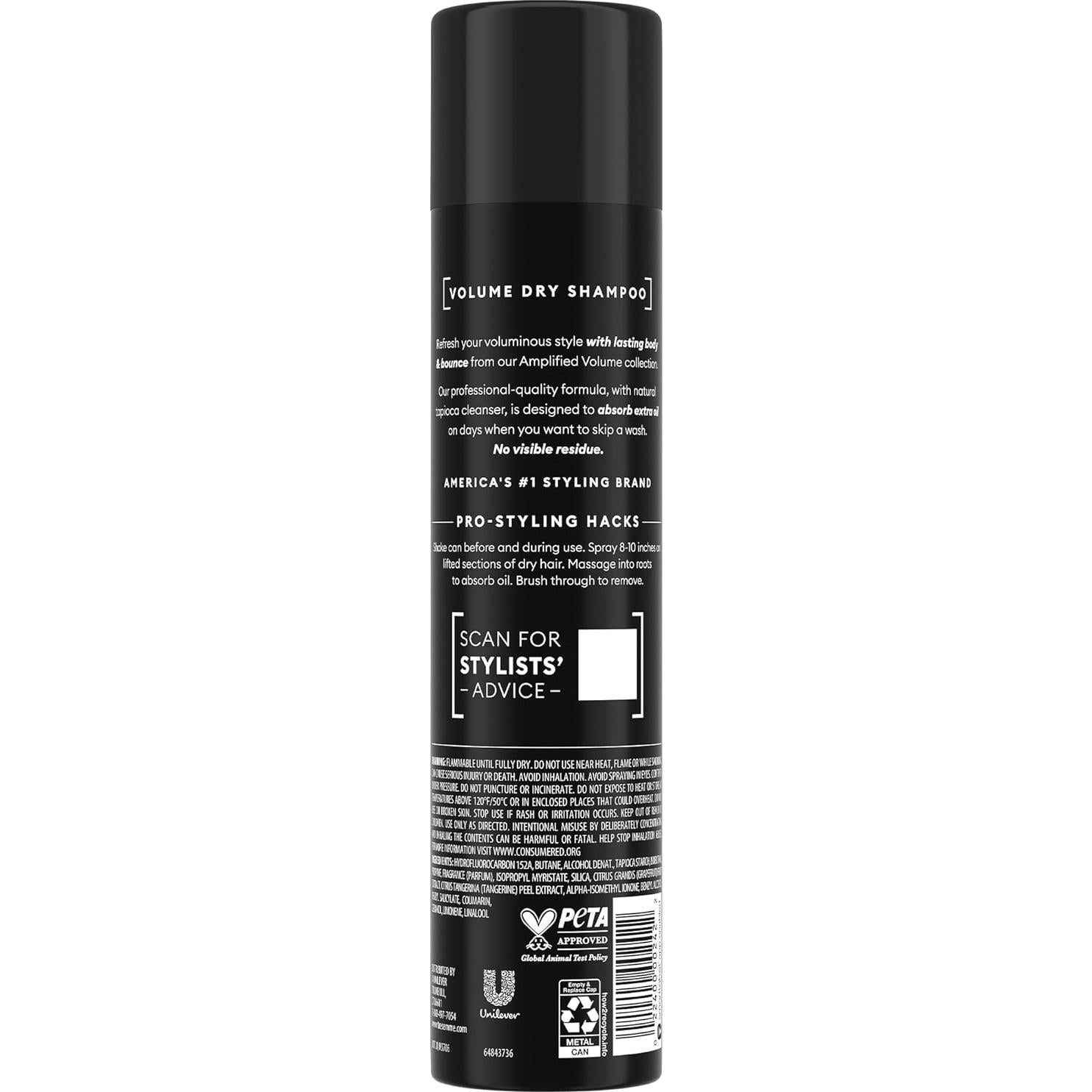 TRESemmé Champú Seco Volumen Paquete de 6 x 207g Sin Parabenos