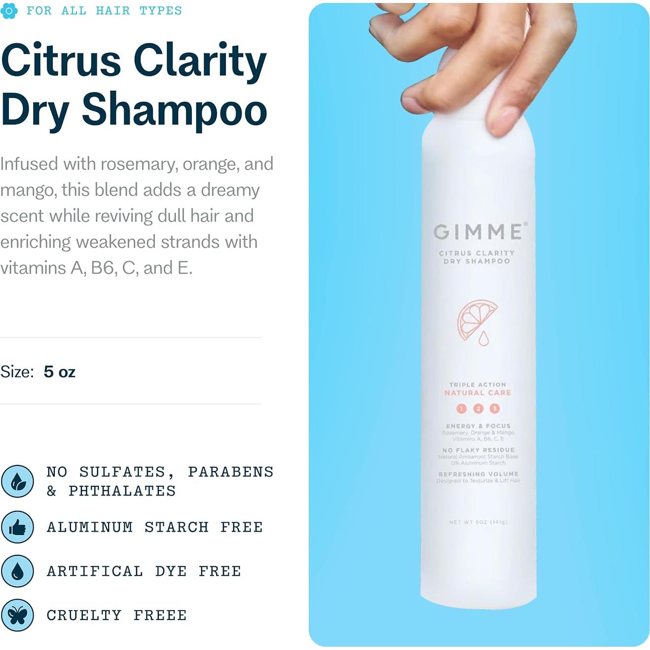 Champú Seco GIMME Beauty 181g - Biotina, Aloe Vera, UV Guard