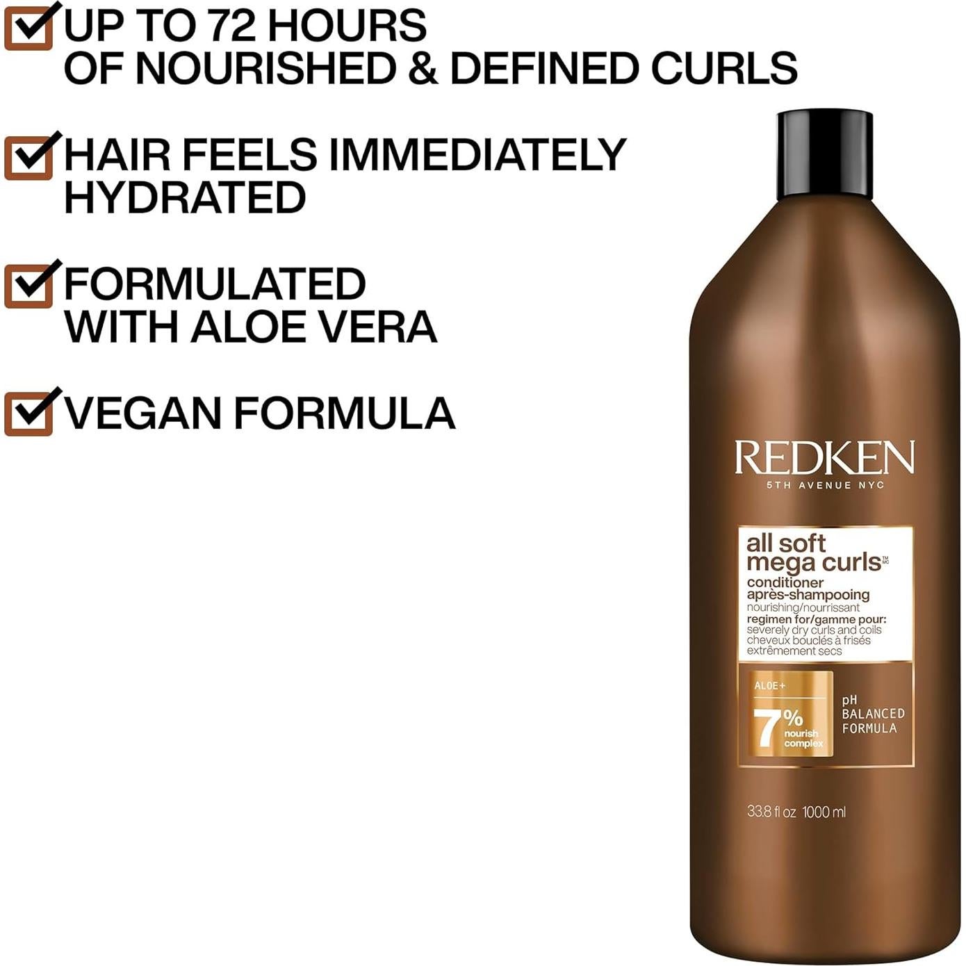 Acondicionador Redken All Soft Mega Curls 1000ml - Hidratación Rizos Secos