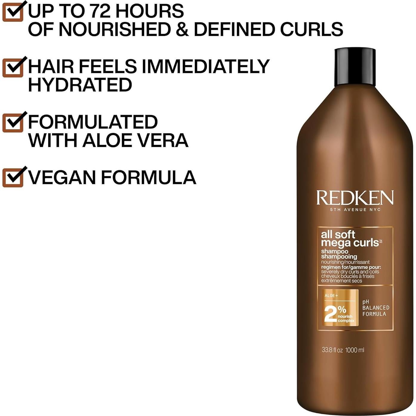 Champú Redken All Soft Mega Curls 1000ml - Cabello Rizado Seco