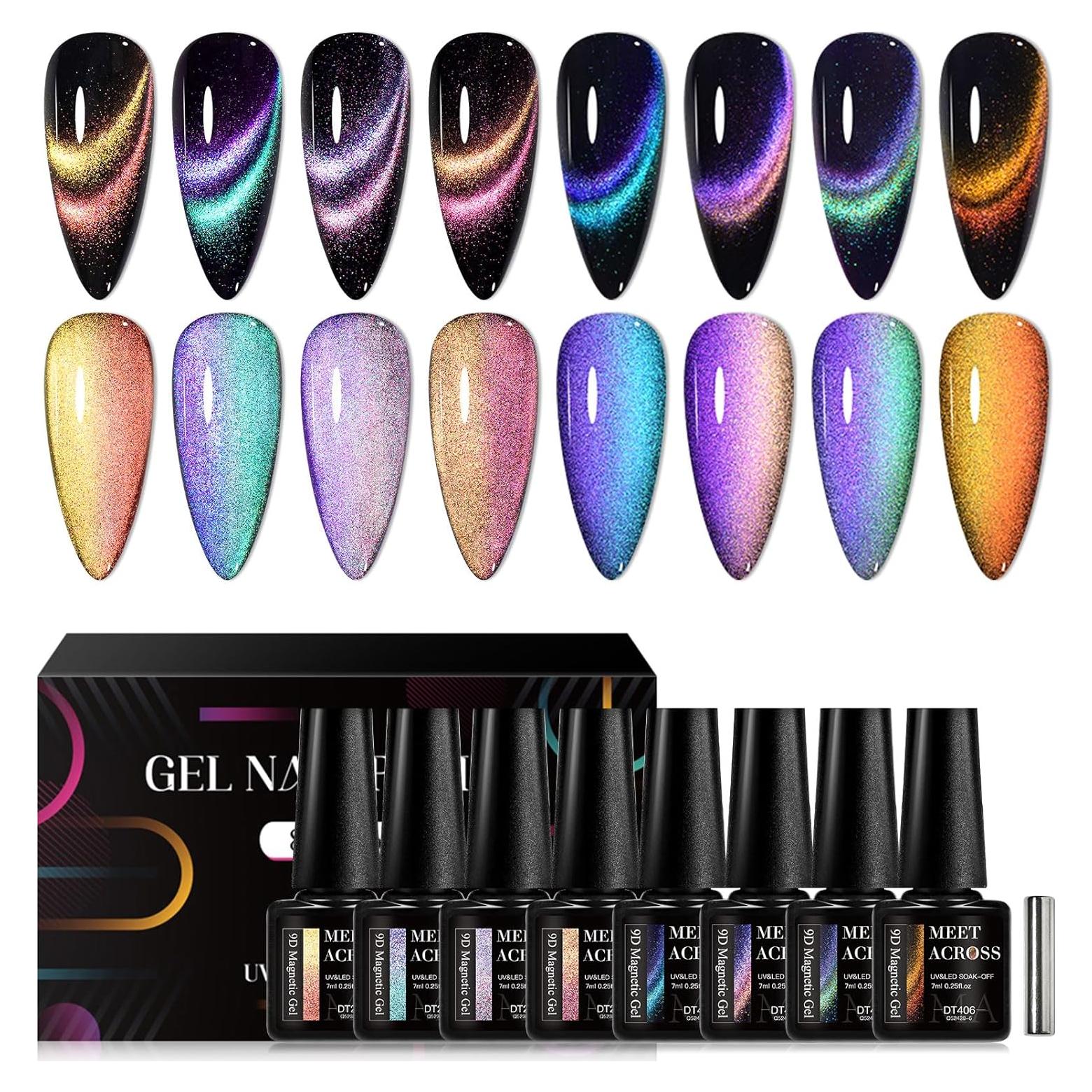 Set de 8 Esmaltes de Uñas en Gel Cat Eye MEET ACROSS 7 ml