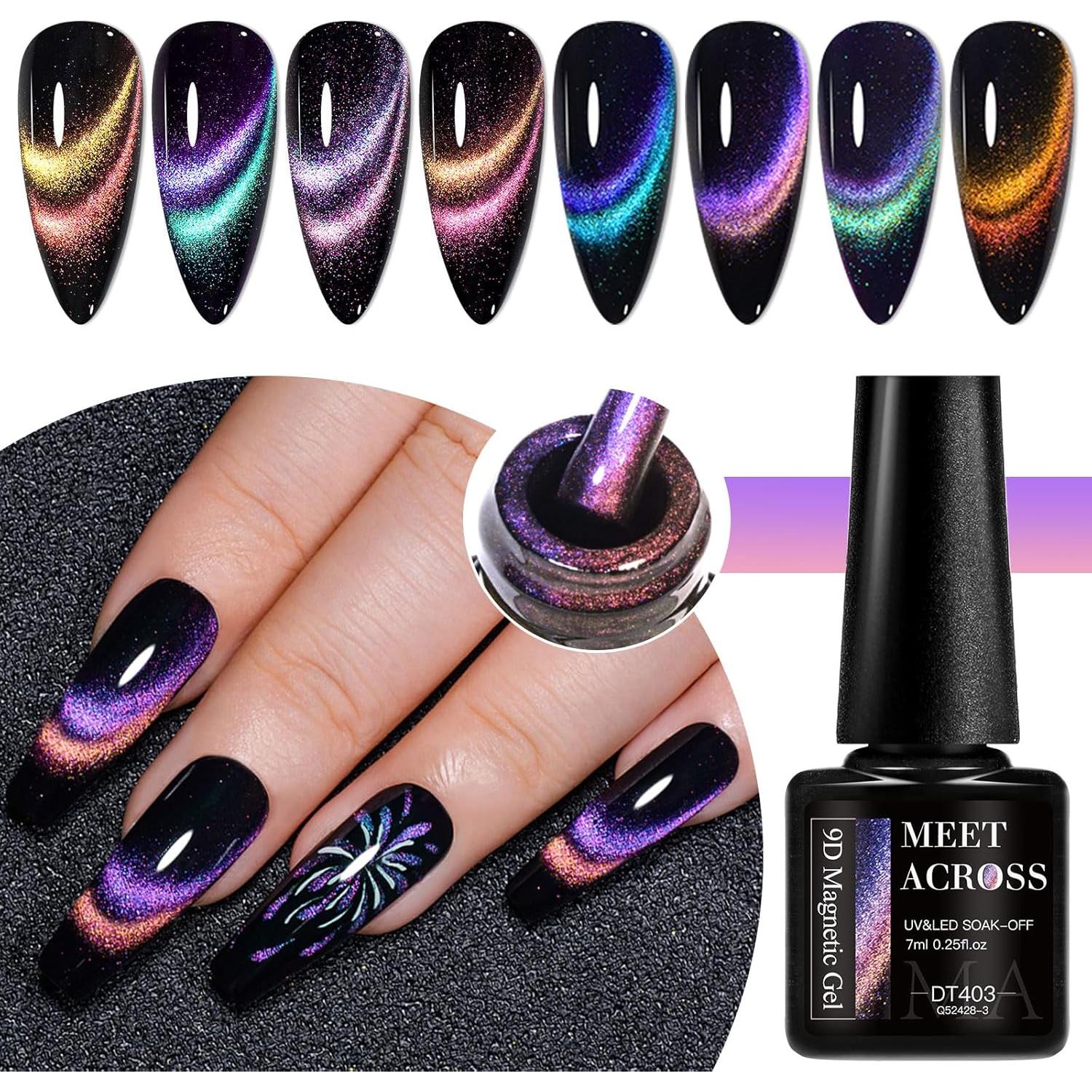 Set de 8 Esmaltes de Uñas en Gel Cat Eye MEET ACROSS 7 ml