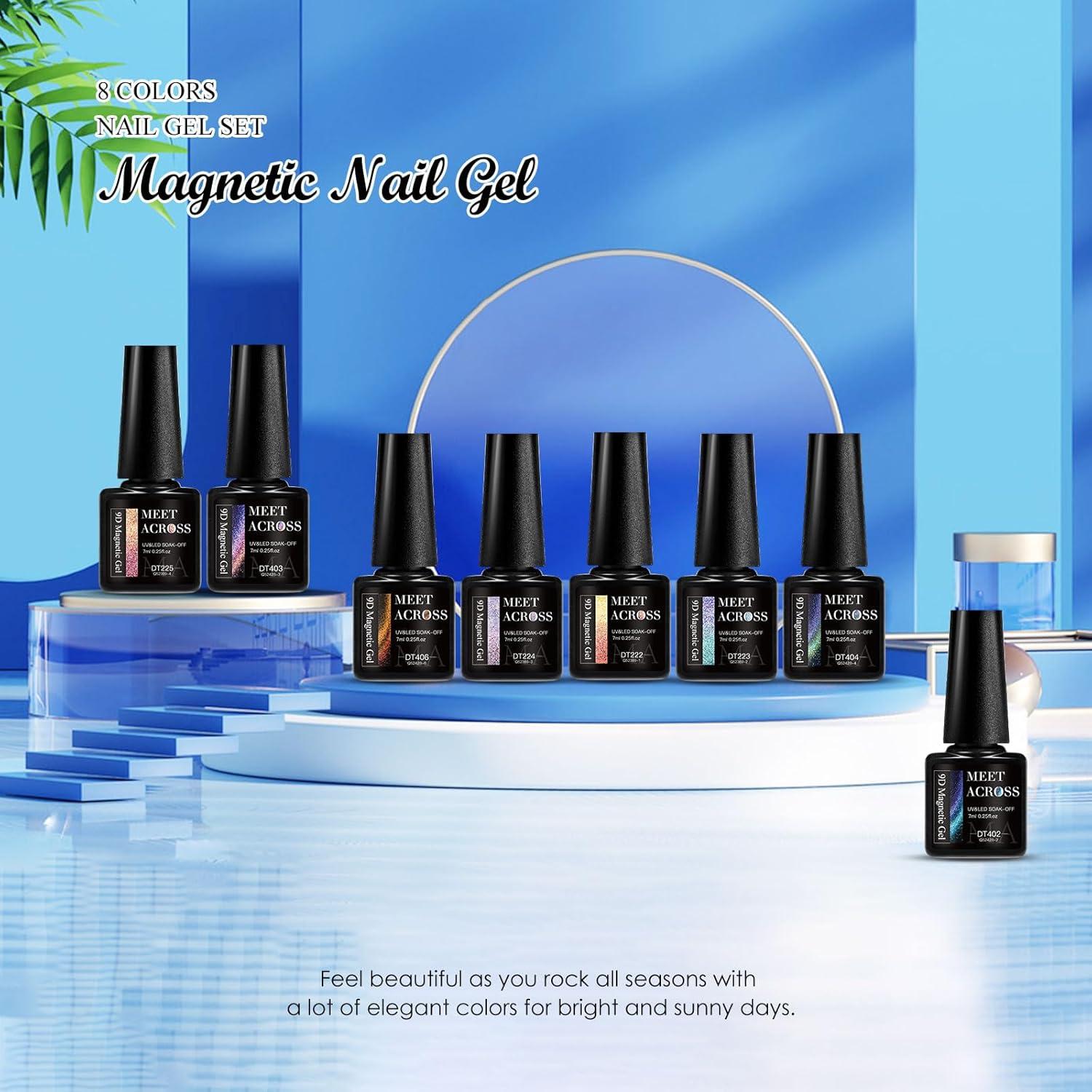 Set de 8 Esmaltes de Uñas en Gel Cat Eye MEET ACROSS 7 ml
