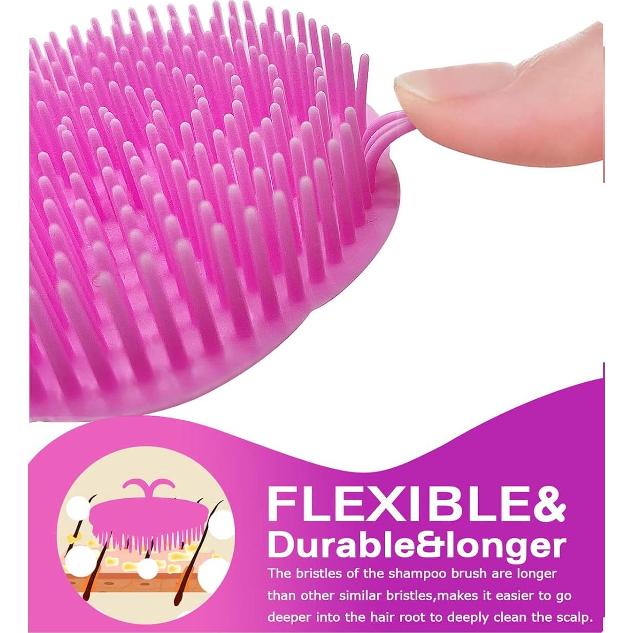 Cepillo Masajeador para Cuero Cabelludo Kissfee - Rosa y Púrpura