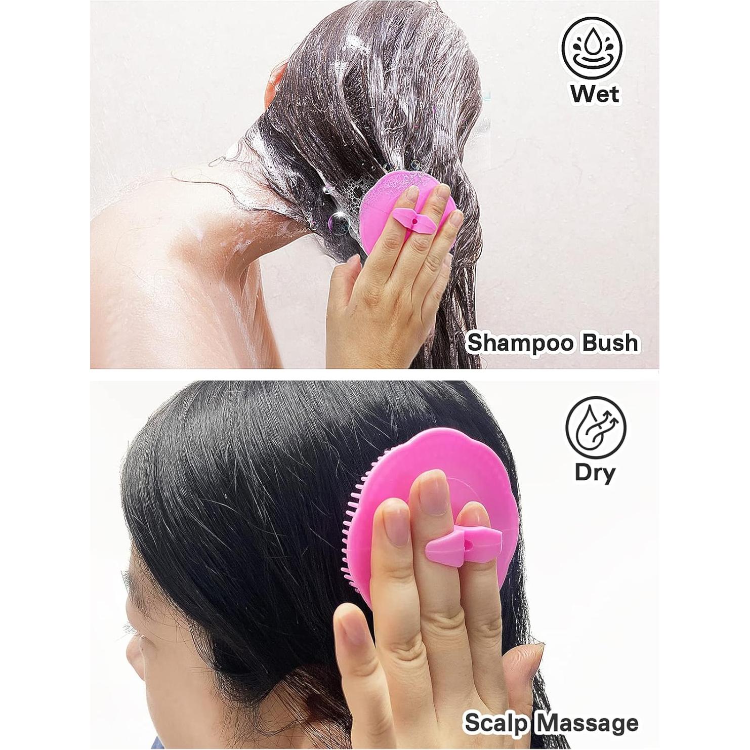 Cepillo Masajeador para Cuero Cabelludo Kissfee - Rosa y Púrpura