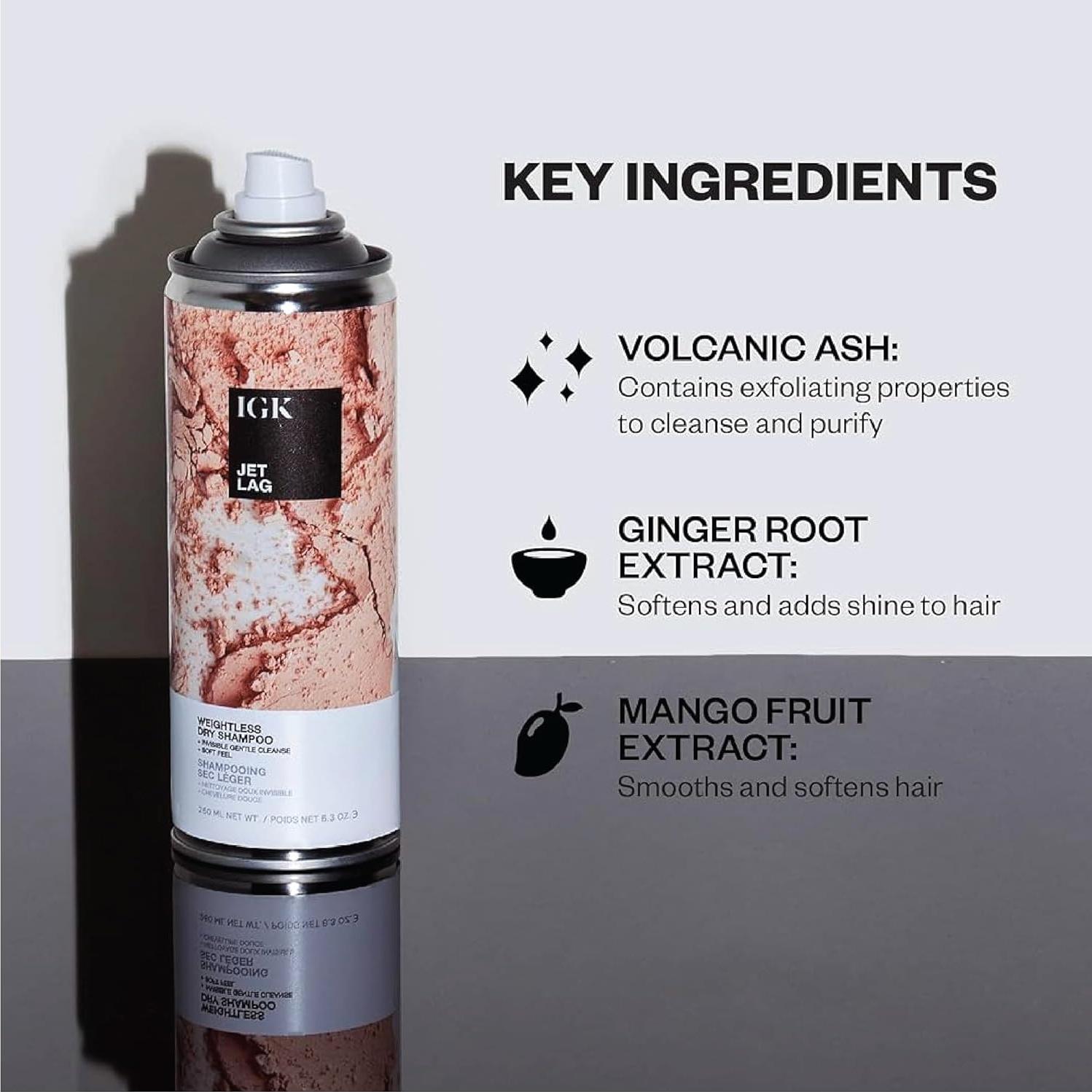 Champú Seco IGK JET LAG 180 ml + 60 ml Vegano