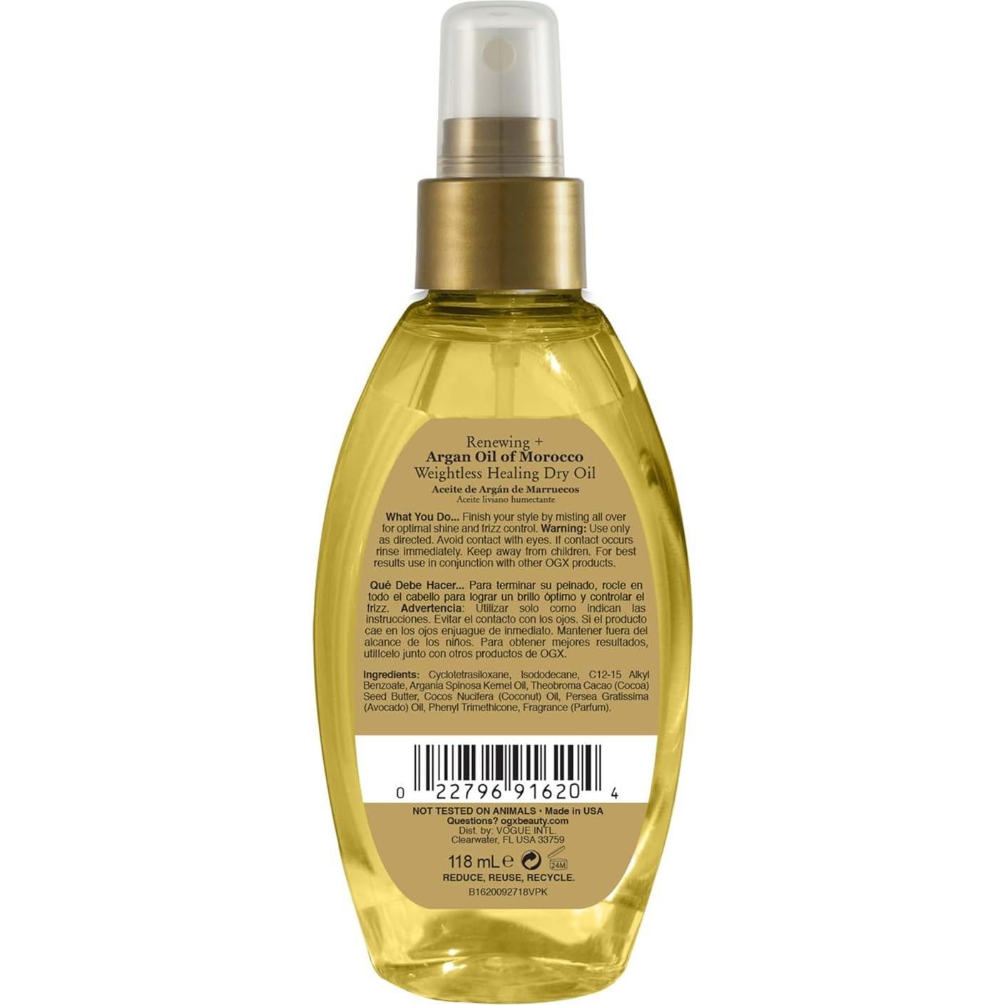 Spray Seco de Aceite de Argán OGX 118 ml - Control de Frizz