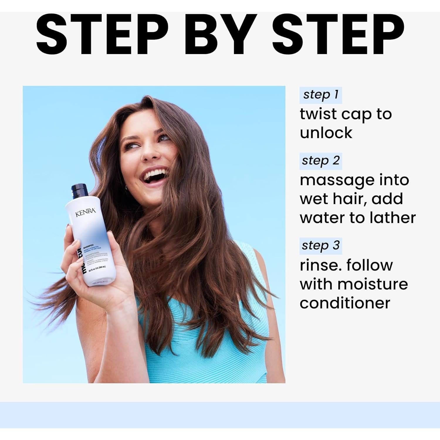 Champú Kenra Moisture 299 ml | Hidratación y Brillo | Cabello Normal a Seco