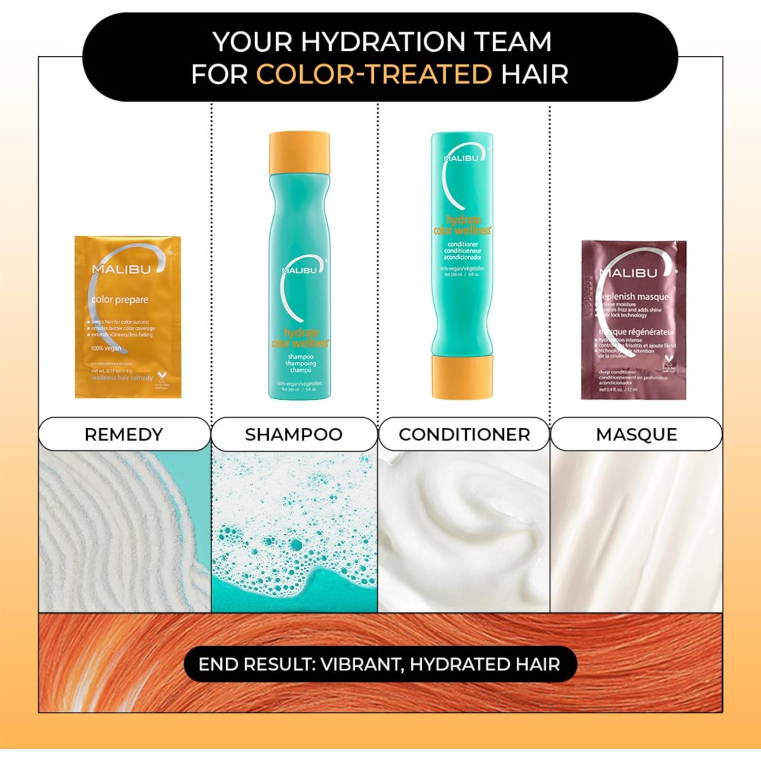 Champú Hidratante Malibu C Color Wellness 255 g - Sin Sulfatos