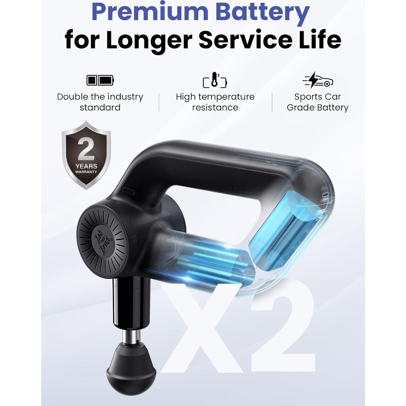 Pistola de Masaje BOB Y BRAD D6 Pro 16mm 85lbs Silenciosa