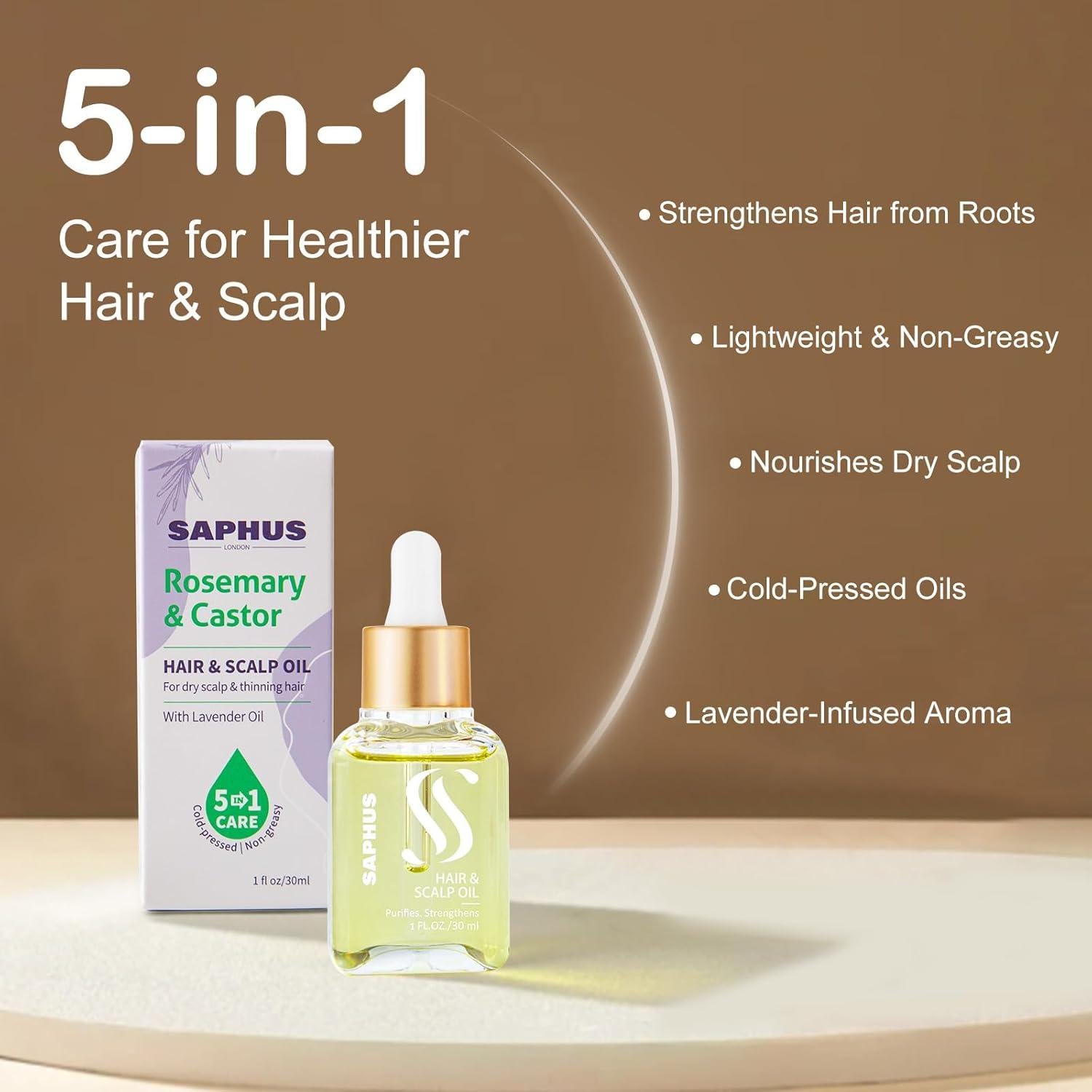 Aceite de Romero y Ricino SAPHUS 29.57 ml - Nutritivo y Voluminizador