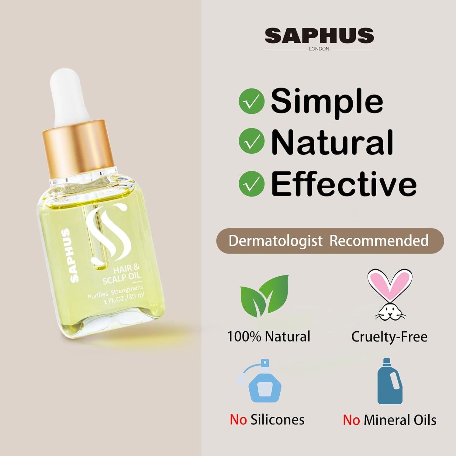 Aceite de Romero y Ricino SAPHUS 29.57 ml - Nutritivo y Voluminizador