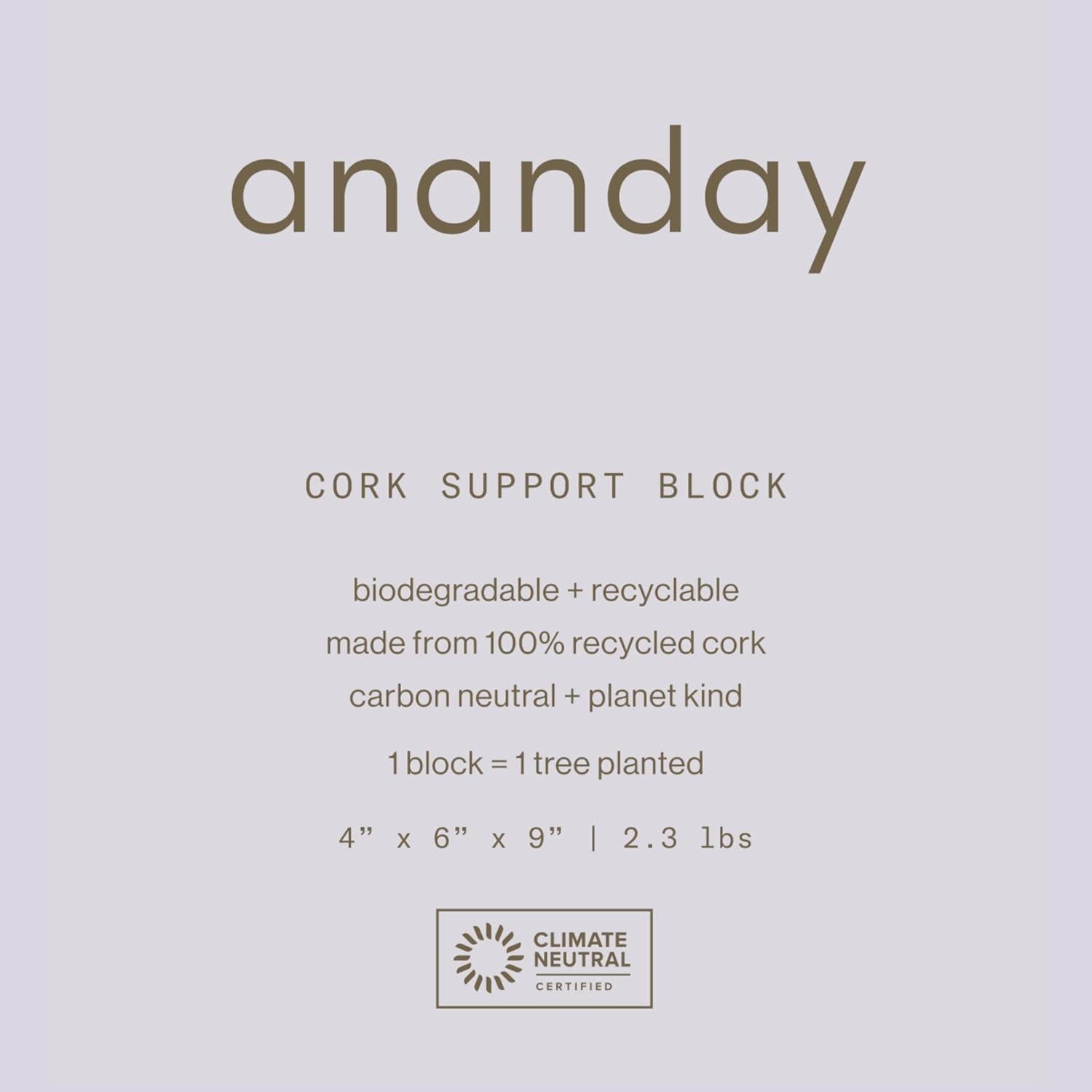 Bloque de Yoga de Corcho ANANDAY - Antideslizante y Ecológico