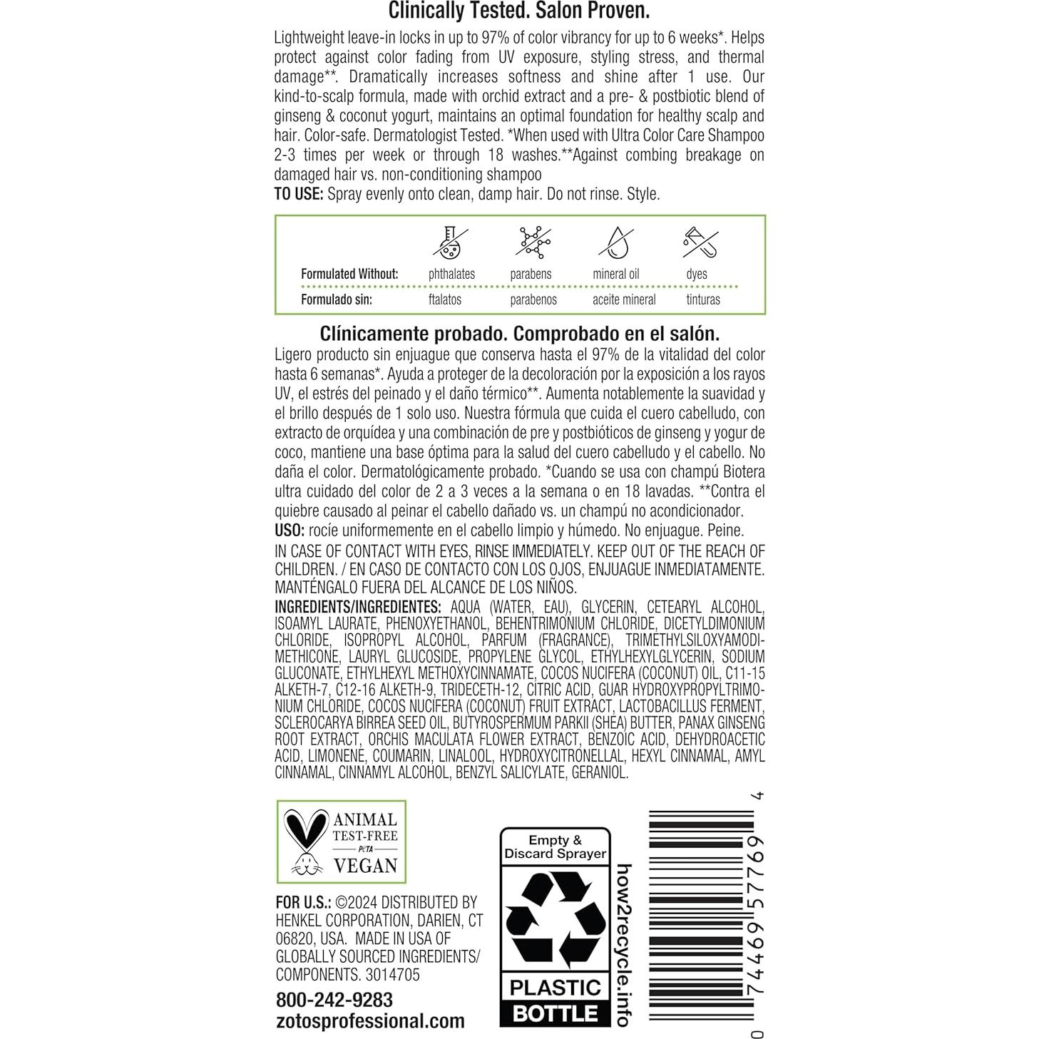 Biotera Ultra Color Care Spray Sin Enjuague 236 ml - Vegano