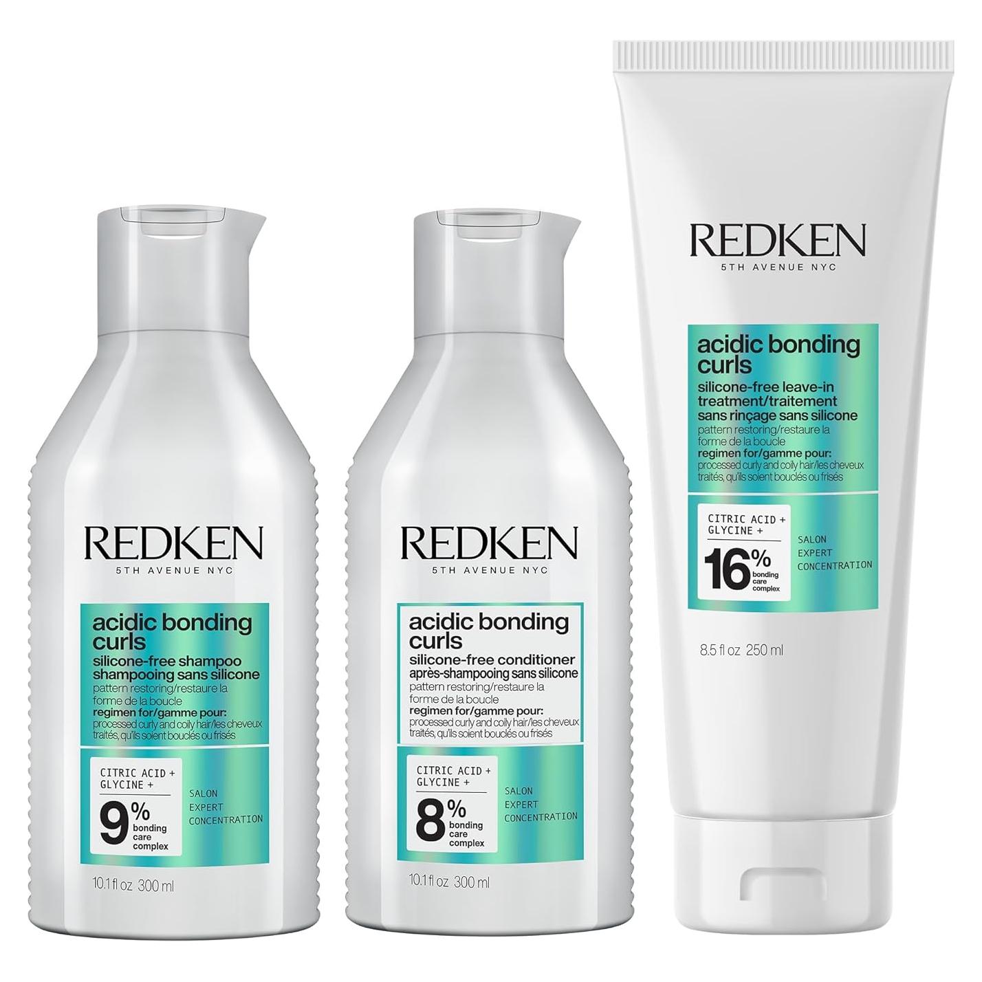 Redken Acidic Bonding Curls - Champú, Acondicionador y Leave-In para Rizos