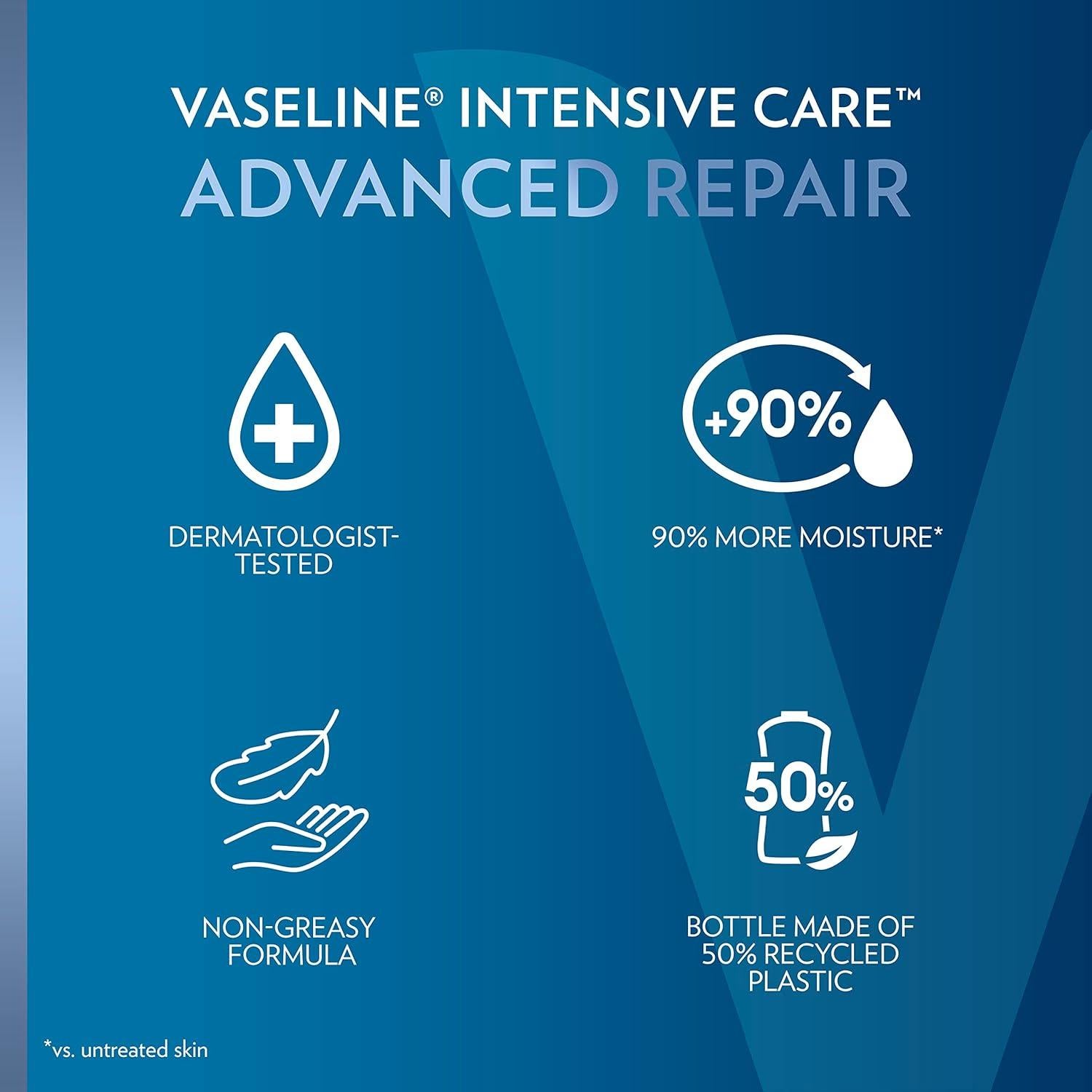 Loción Corporal Vaseline Cuidado Intensivo Sin Fragancia 573.5 ml - Paquete de 3