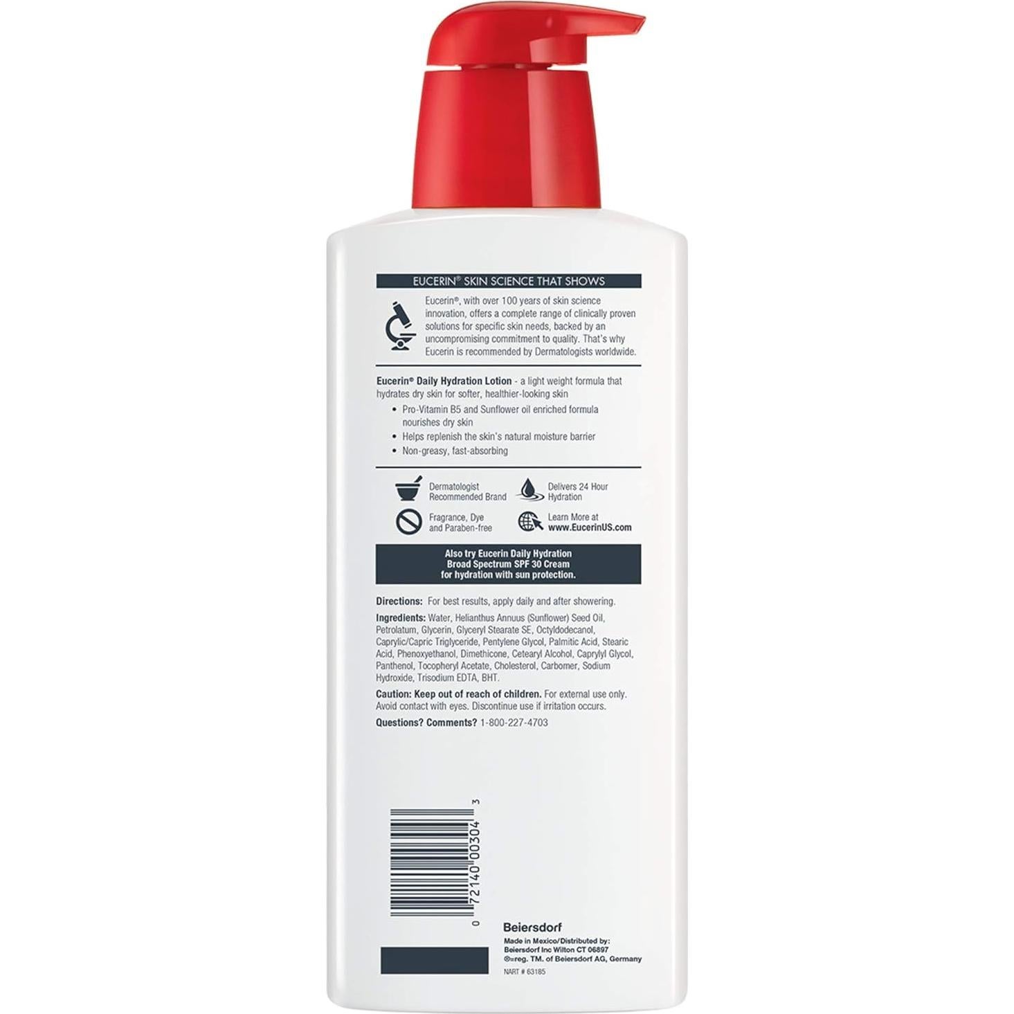 Loción Corporal Eucerin Hidratación Diaria 500 ml - Paquete de 3