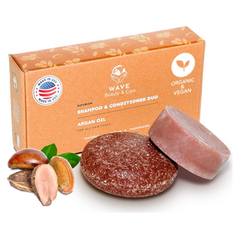 Juego de Champú y Acondicionador en Barra Wave - Vegano y Sin Sulfatos - Hidratación Intensa para Todo Tipo de Cabello