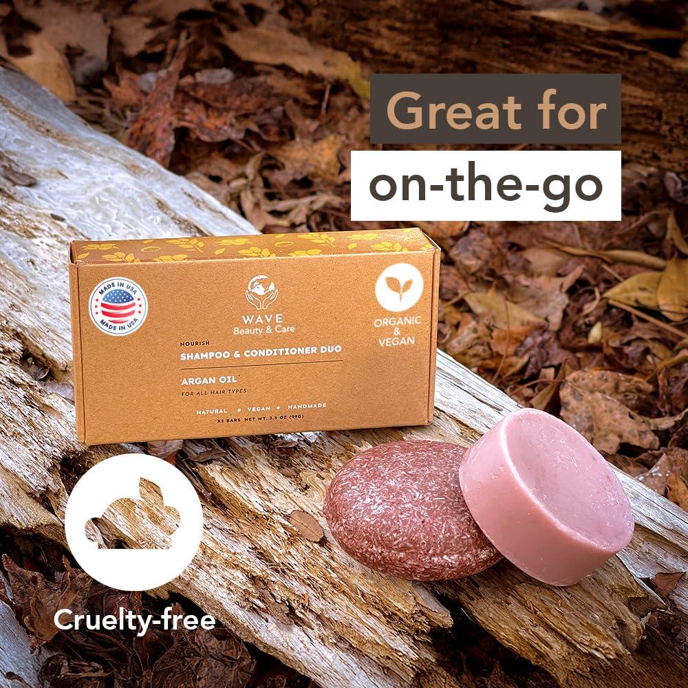 Juego de Champú y Acondicionador en Barra Wave - Vegano y Sin Sulfatos - Hidratación Intensa para Todo Tipo de Cabello