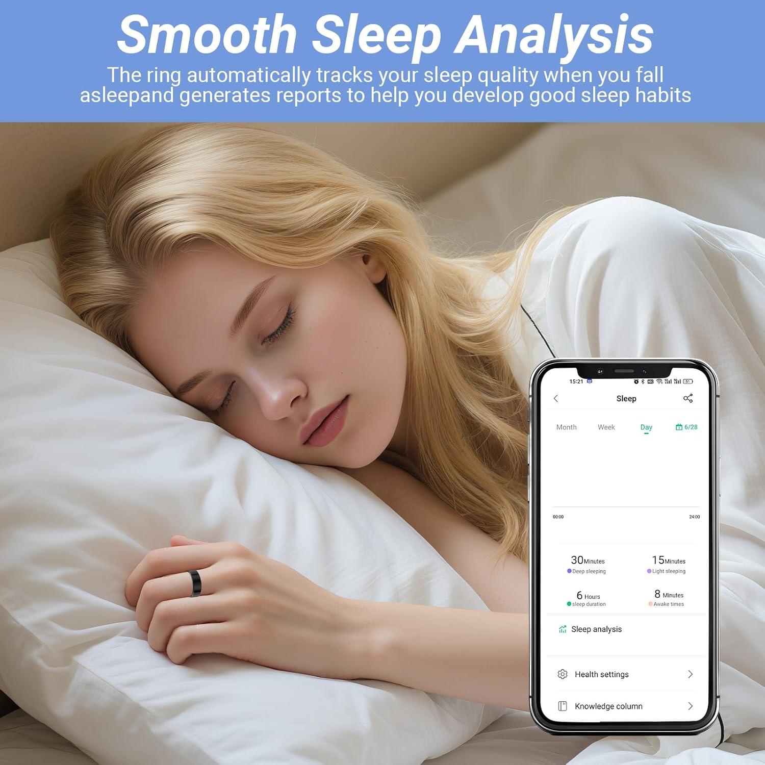 Anillo Inteligente RICHCLLCTR Negro 7# - Monitoreo Salud 24h