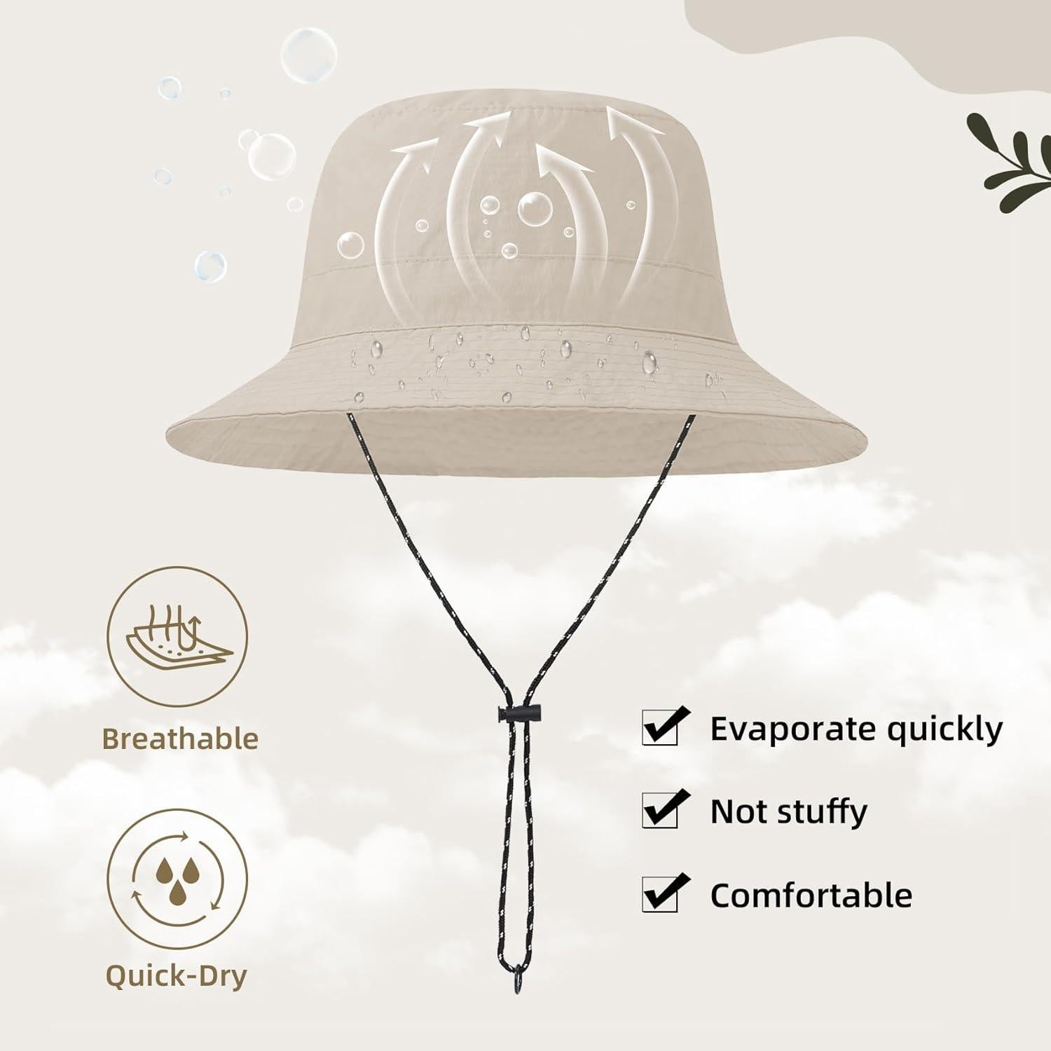 Sombrero de Cubo Impermeable Durio para Mujer UPF 50+ Beige