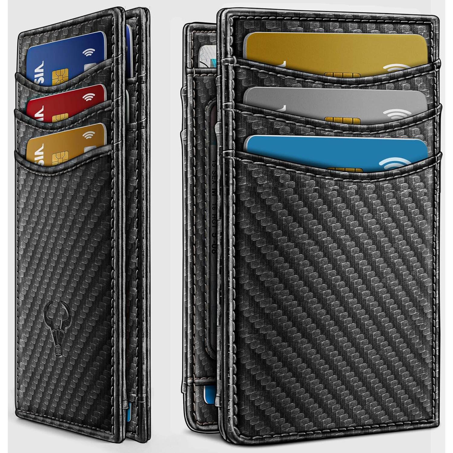 Billetera delgada Bulliant para hombres - Cuero RFID negro