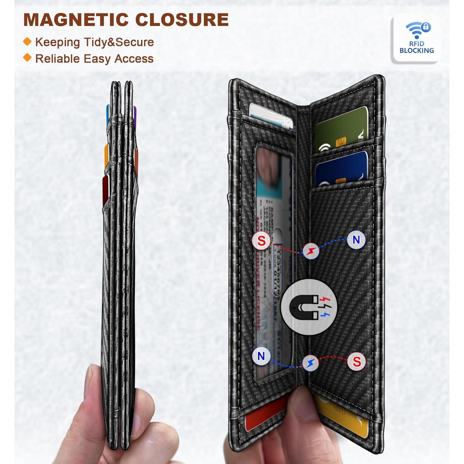 Billetera delgada Bulliant para hombres - Cuero RFID negro