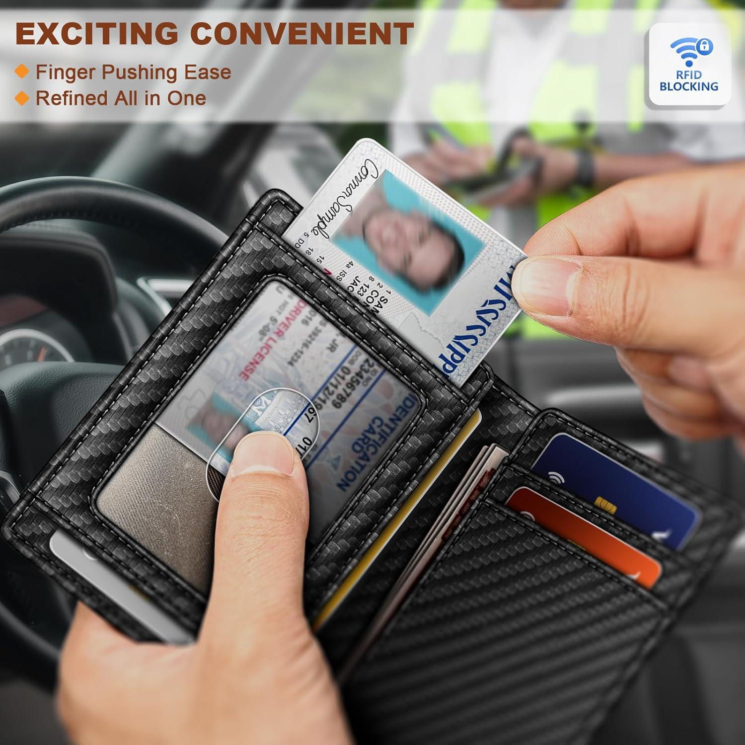 Billetera delgada Bulliant para hombres - Cuero RFID negro