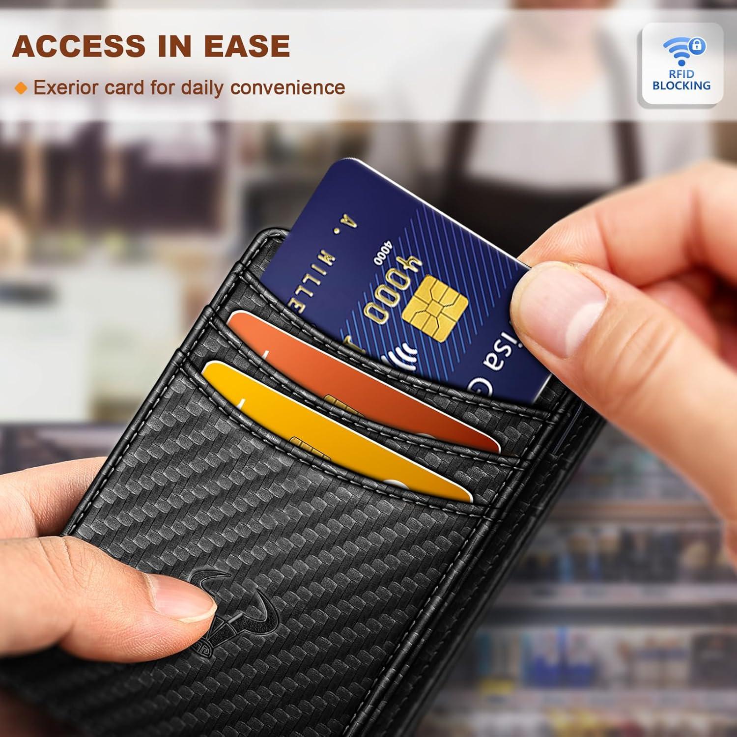 Billetera delgada Bulliant para hombres - Cuero RFID negro