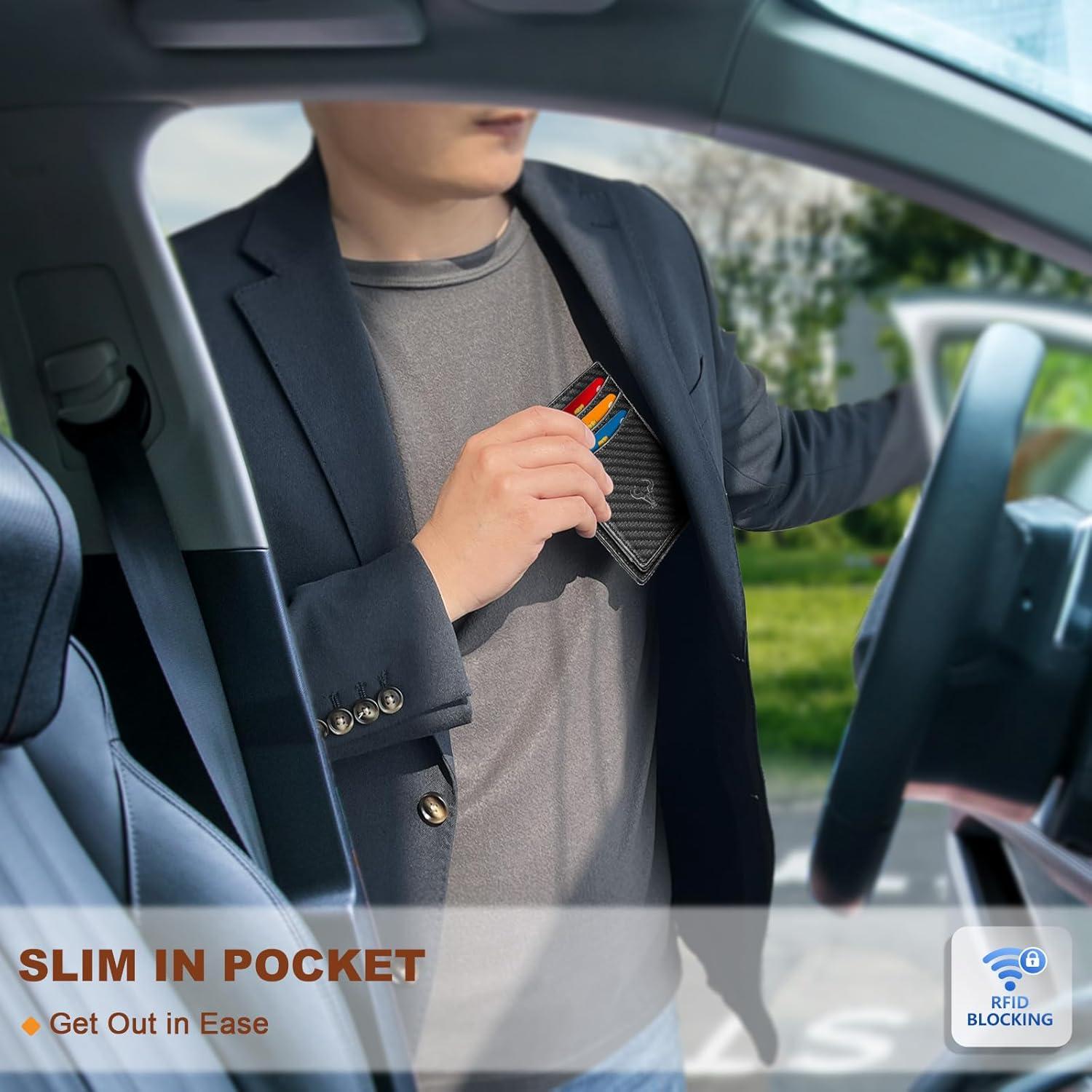 Billetera delgada Bulliant para hombres - Cuero RFID negro